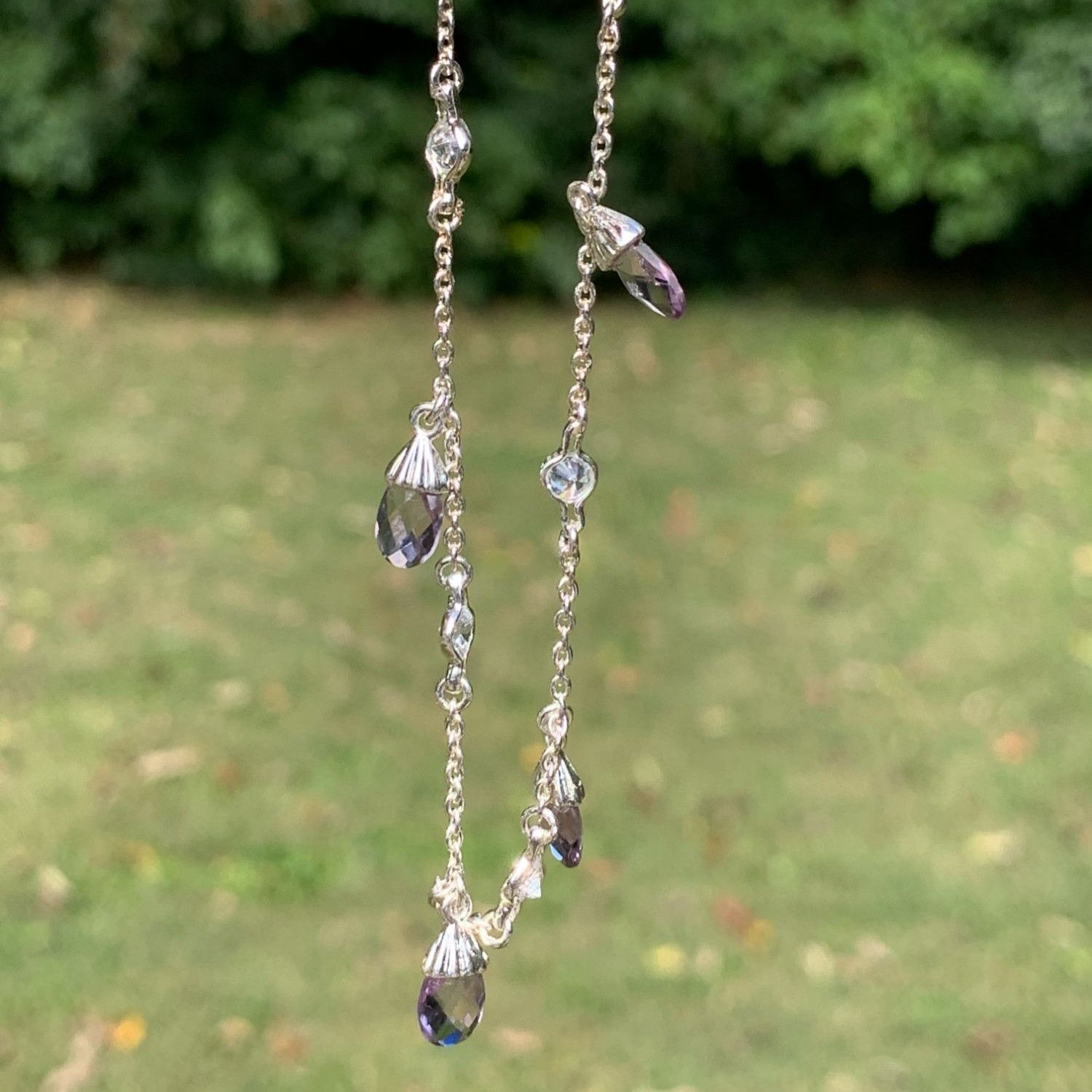 Designer Women's Small Charm Bracelet with Purple and Cubic Zirconia Size ONE SIZE - 10 Thumbnail