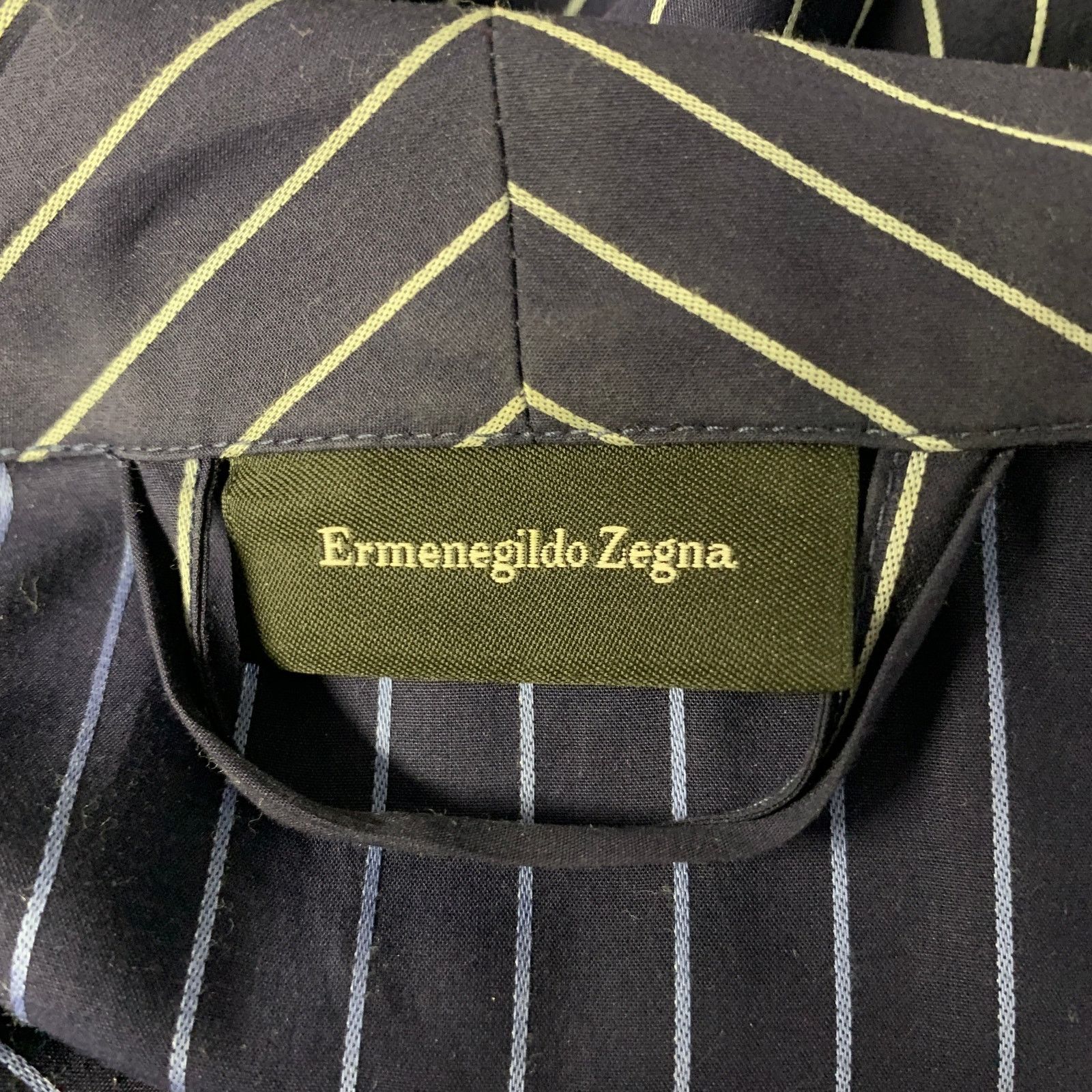 Ermenegildo Zegna ERMENEGILDO ZEGNA S Navy White Pinstripe Cotton Belted Robe Size US S / EU 44-46 / 1 - 5 Thumbnail