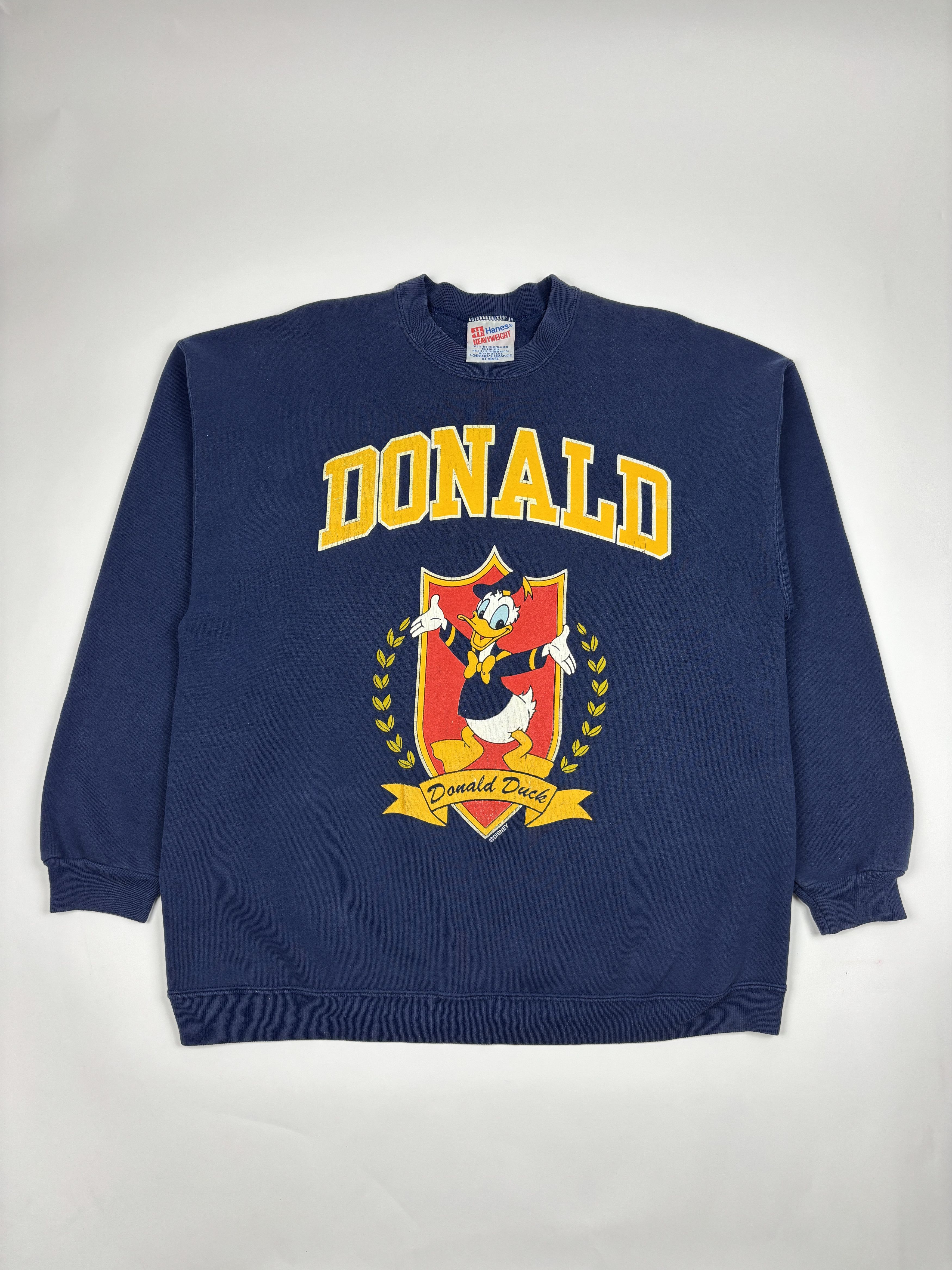 Disney Vintage Navy Donald Duck DIsney Hanes Heavyweight Crewneck Size US XL / EU 56 / 4 - 1 Thumbnail