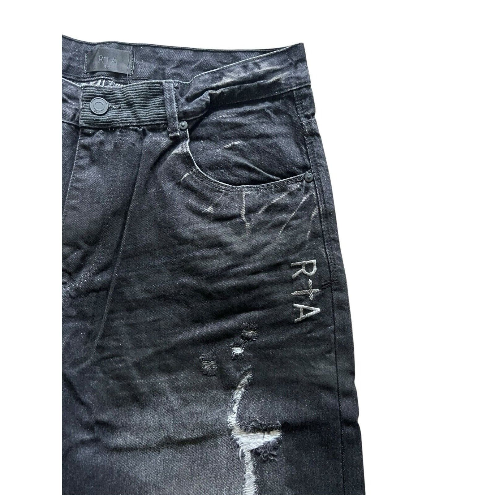 Rta RtA Mens Jonas Straight Leg Jeans $245 Black Size 34/32 Size US 34 / EU 50 - 3 Thumbnail