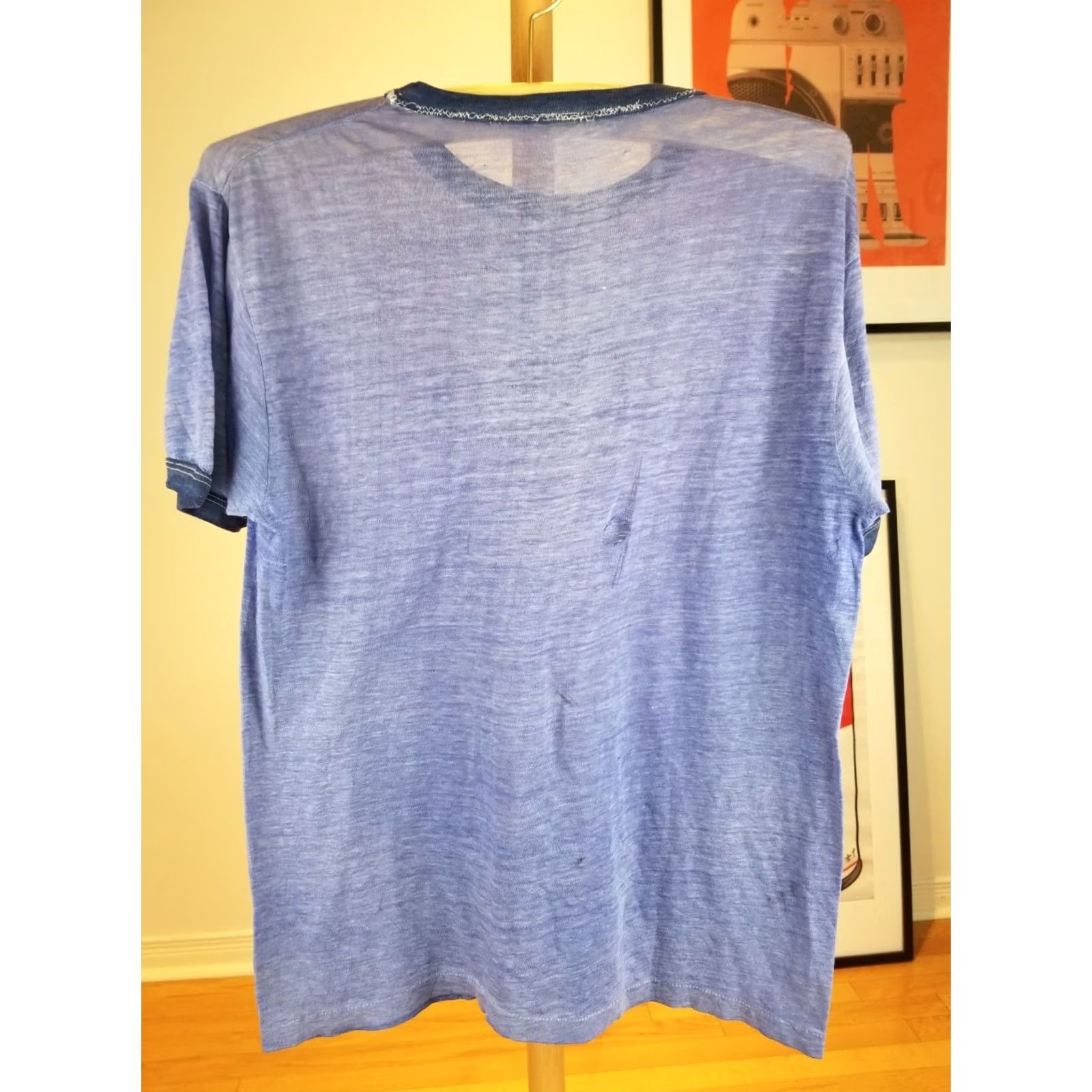 Vintage VINTAGE 80' CREDIT UNION BURN OUT SUPER PAPER THIN FADED RINGER T-SHIRT SZ LARGE Size US L / EU 52-54 / 3 - 6 Thumbnail
