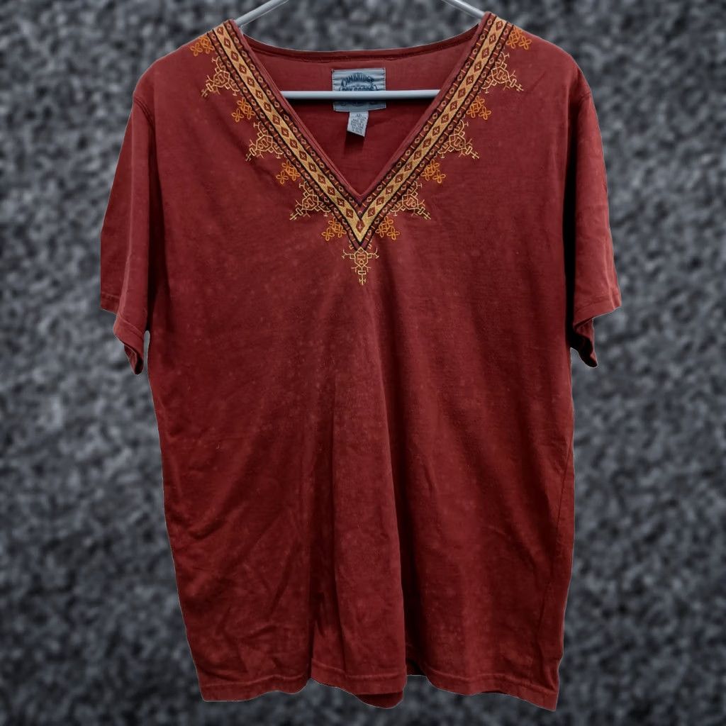 Vintage VINTAGE Cambridge Dry Goods Top Womens Medium Red Embroidered BOHO Short Sleeve Shirt Size M / US 6-8 / IT 42-44 - 1 Thumbnail