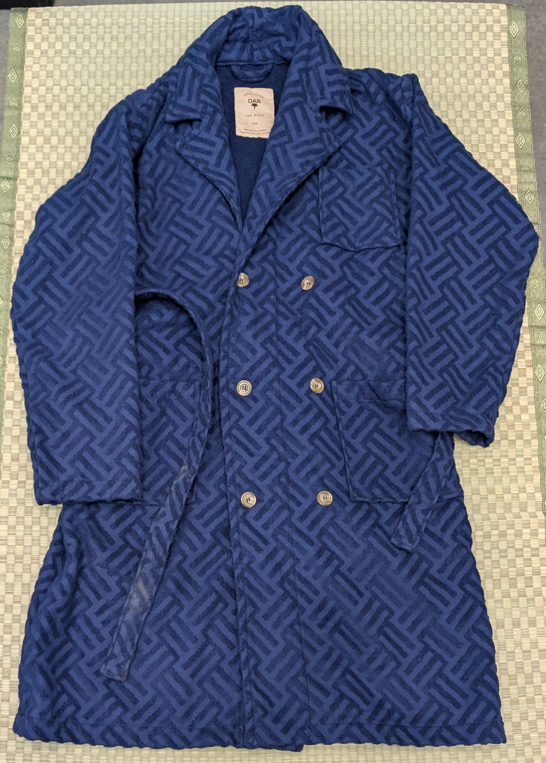 OAS Double Breasted Terry Cotton Bath Robe Royal Size S/M