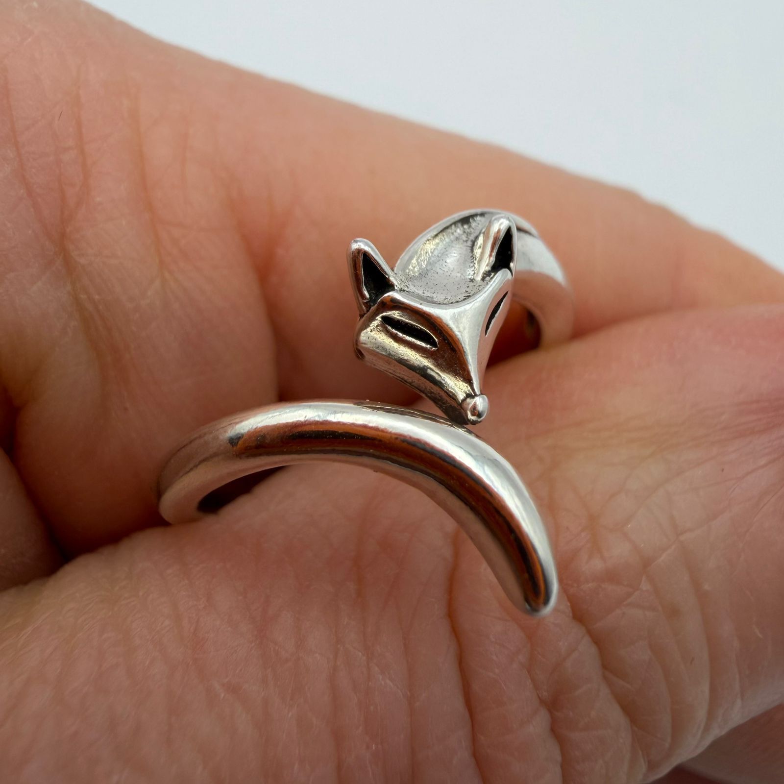 Sterling Silver 925 Sterling Silver Fox Ring Adjustable Minimalist Animal Size ONE SIZE - 4 Thumbnail