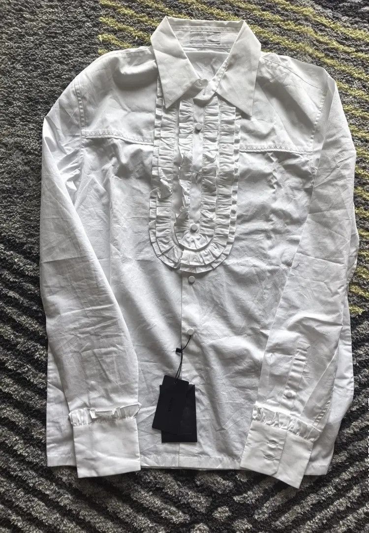 Prada Prada Sz 40 prada runway formal neck shirt-2506 Size US L / EU 52-54 / 3 - 1 Thumbnail