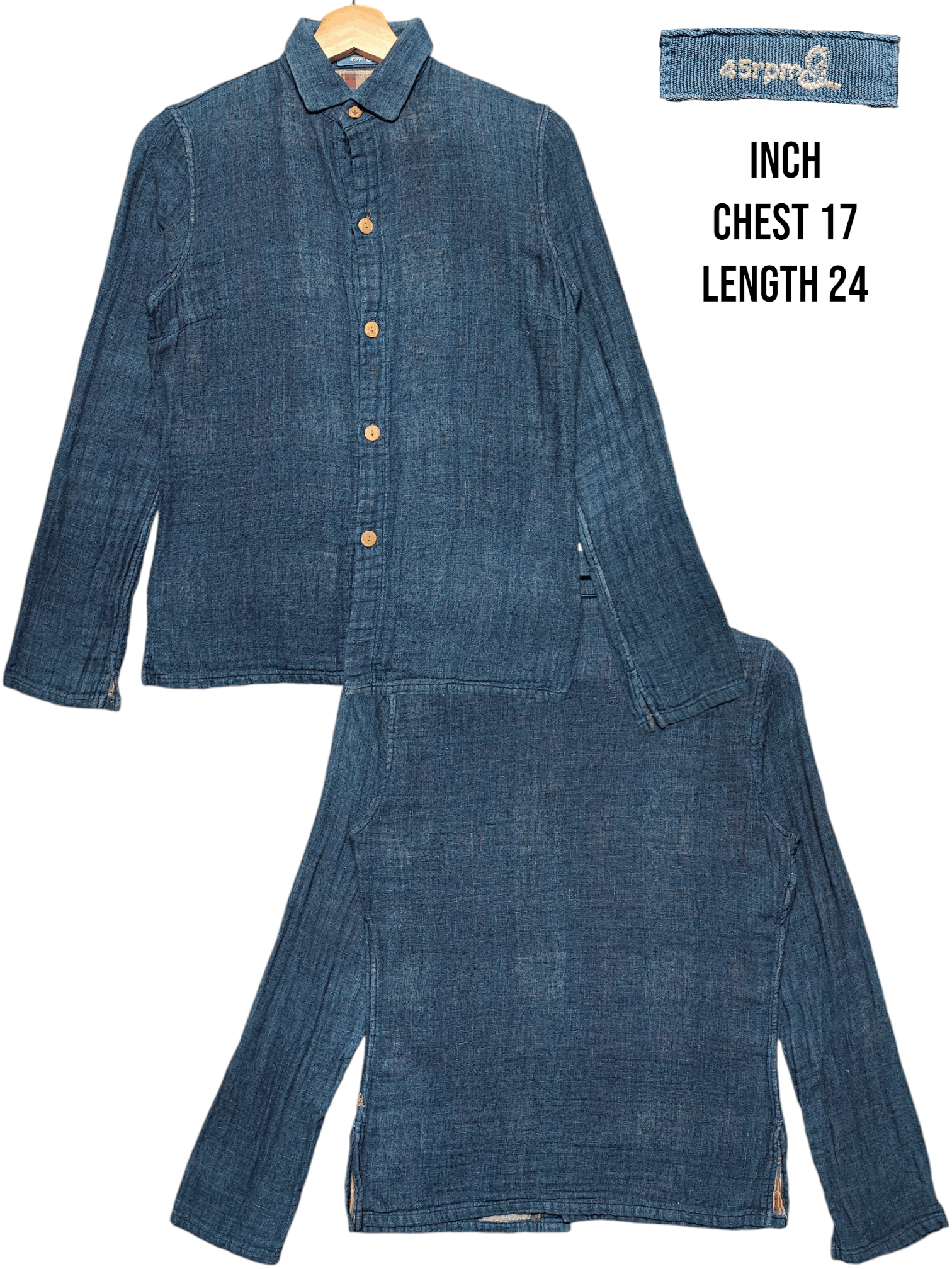 45rpm Vintage 45rpm Indigo Dyed Plaid shirt Size US S / EU 44-46 / 1 - 1 Thumbnail