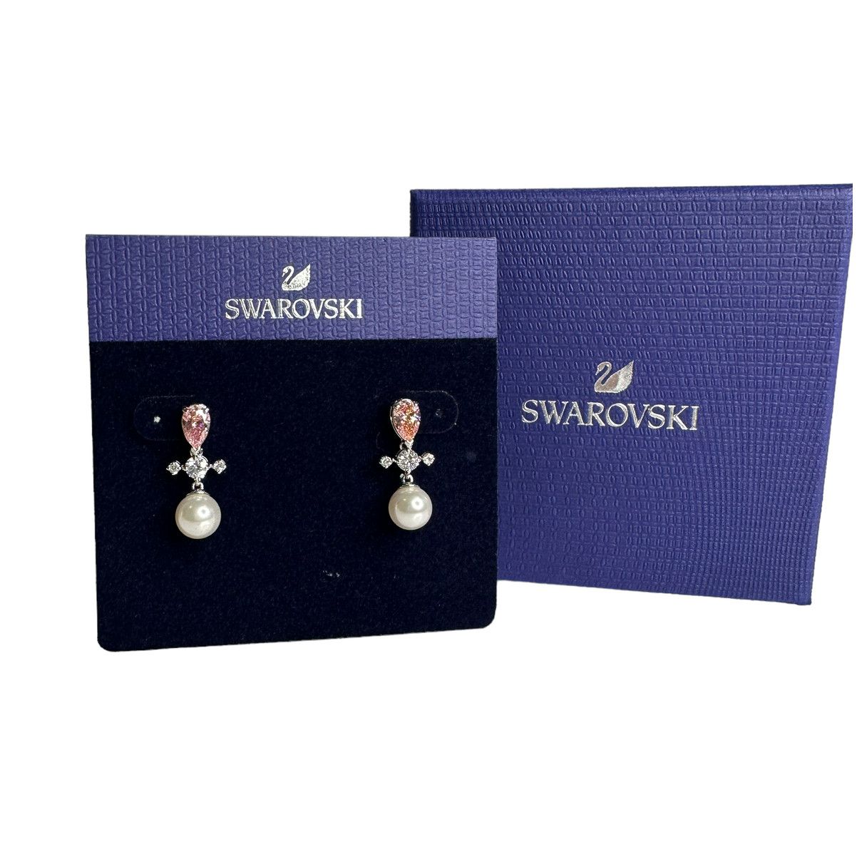 Swarovski Perfection Pierced Earrings PINK Crystal Pearl