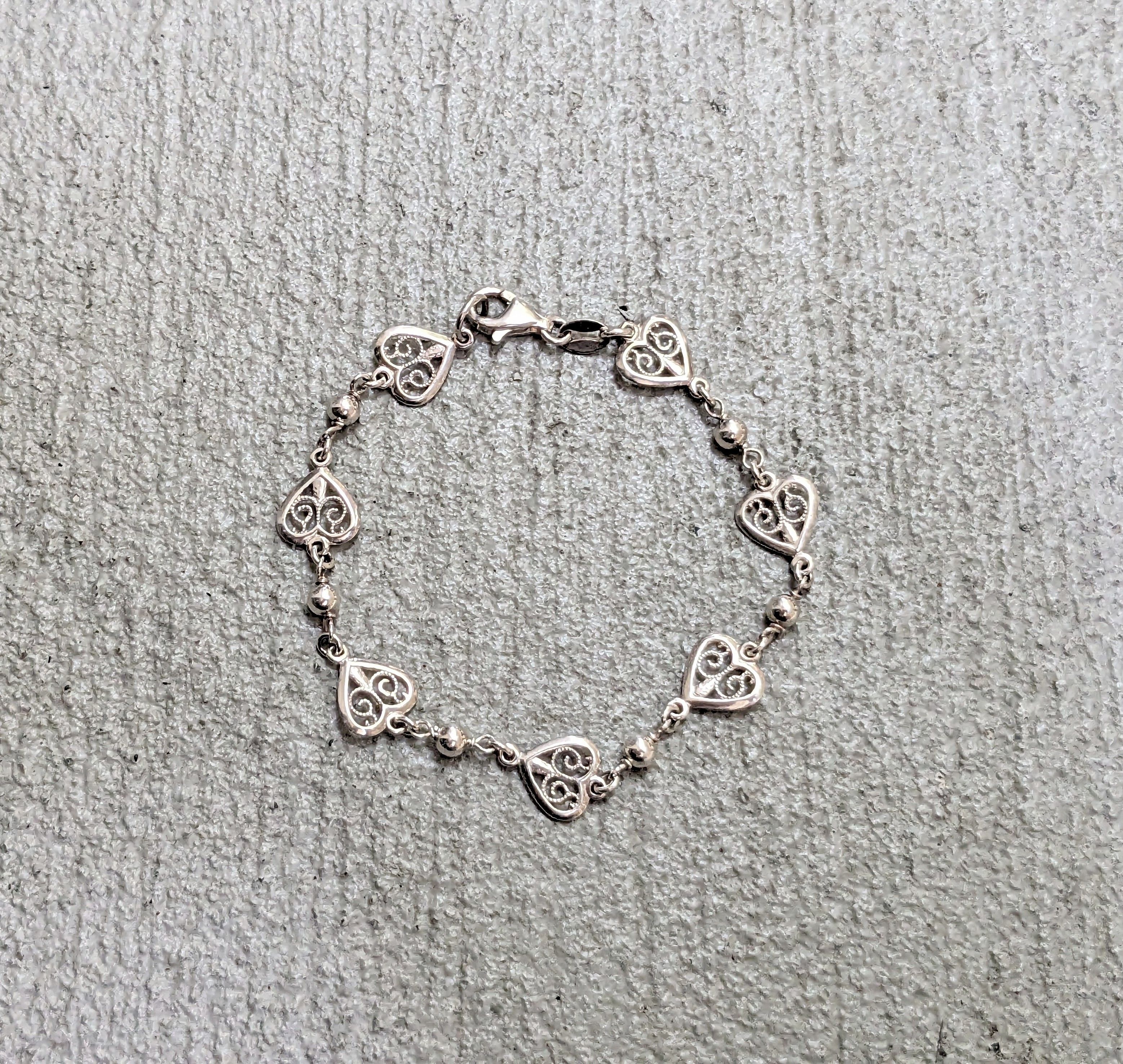Jewelry × Vintage Vintage Sterling Silver Heart Bracelet Chain 7.25" Italy Y2K Size ONE SIZE - 2 Thumbnail
