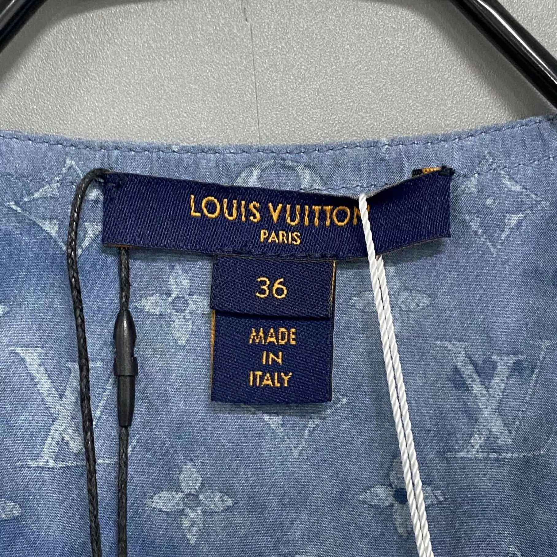 Louis Vuitton LV Blue Sleeveless All Over Print Silk Dress Size XS / US 0-2 / IT 36-38 - 5 Thumbnail