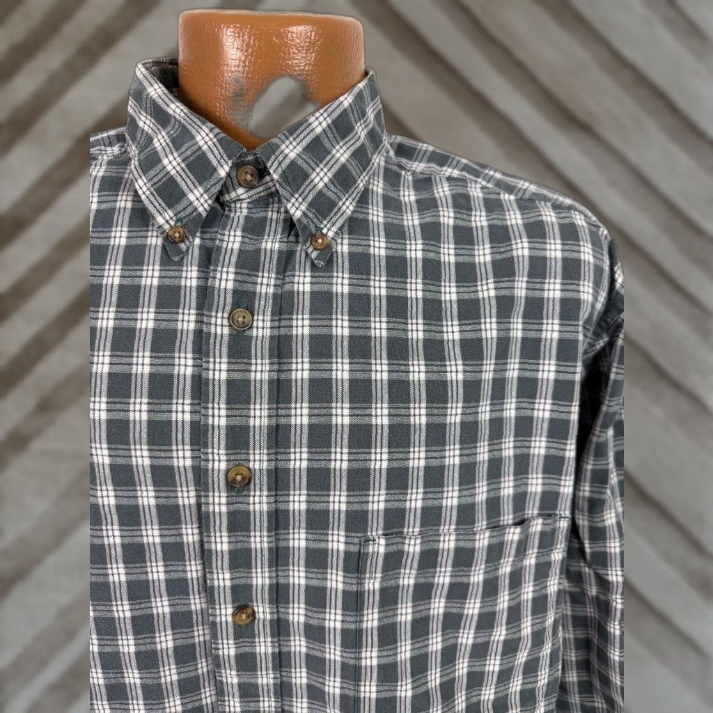 Eddie Bauer VINTAGE Eddie Bauer Shirt Men Large Tall Green Heavyweight Plaid Button-Up 90s Grunge Outdoor Pockets Mens Size US L / EU 52-54 / 3 - 1 Thumbnail
