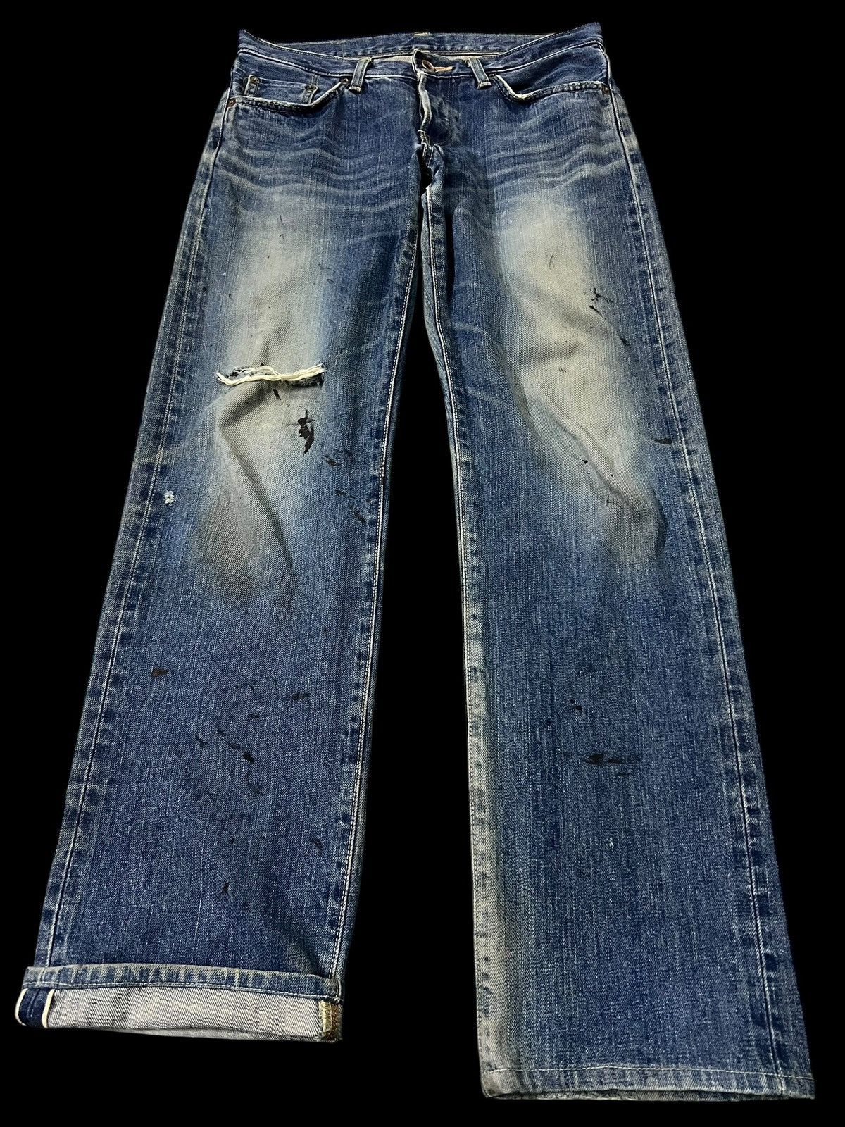 Edwin Vintage Edwin 505 Low Rize Selvedge Distress Mud Wash Jean Size US 31 - 1 Thumbnail