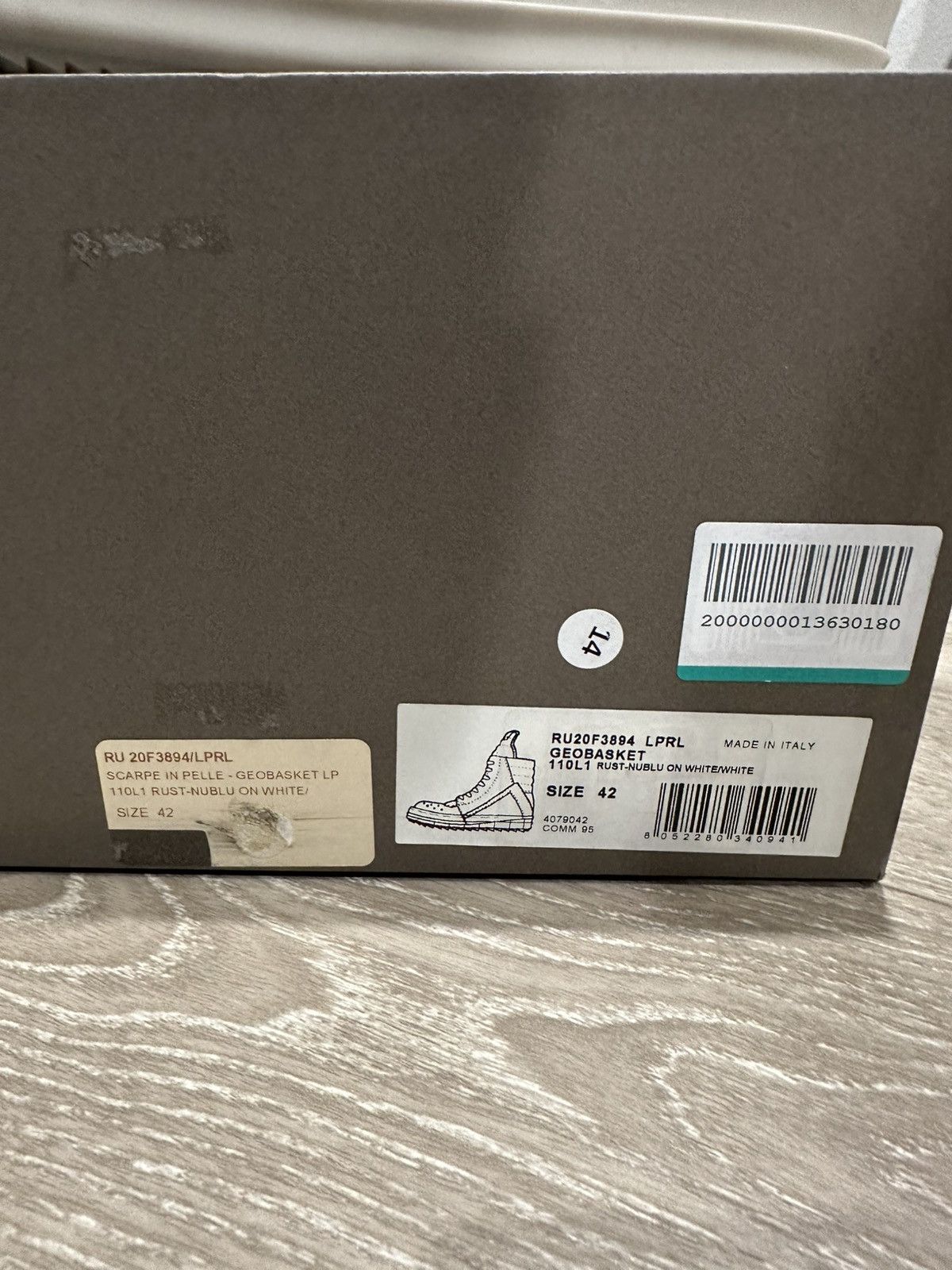 Rick Owens Grail Rust/Nublu Pirarucu Geobasket Sneakers 42 Size US 9.5 / EU 42-43 - 2 Thumbnail