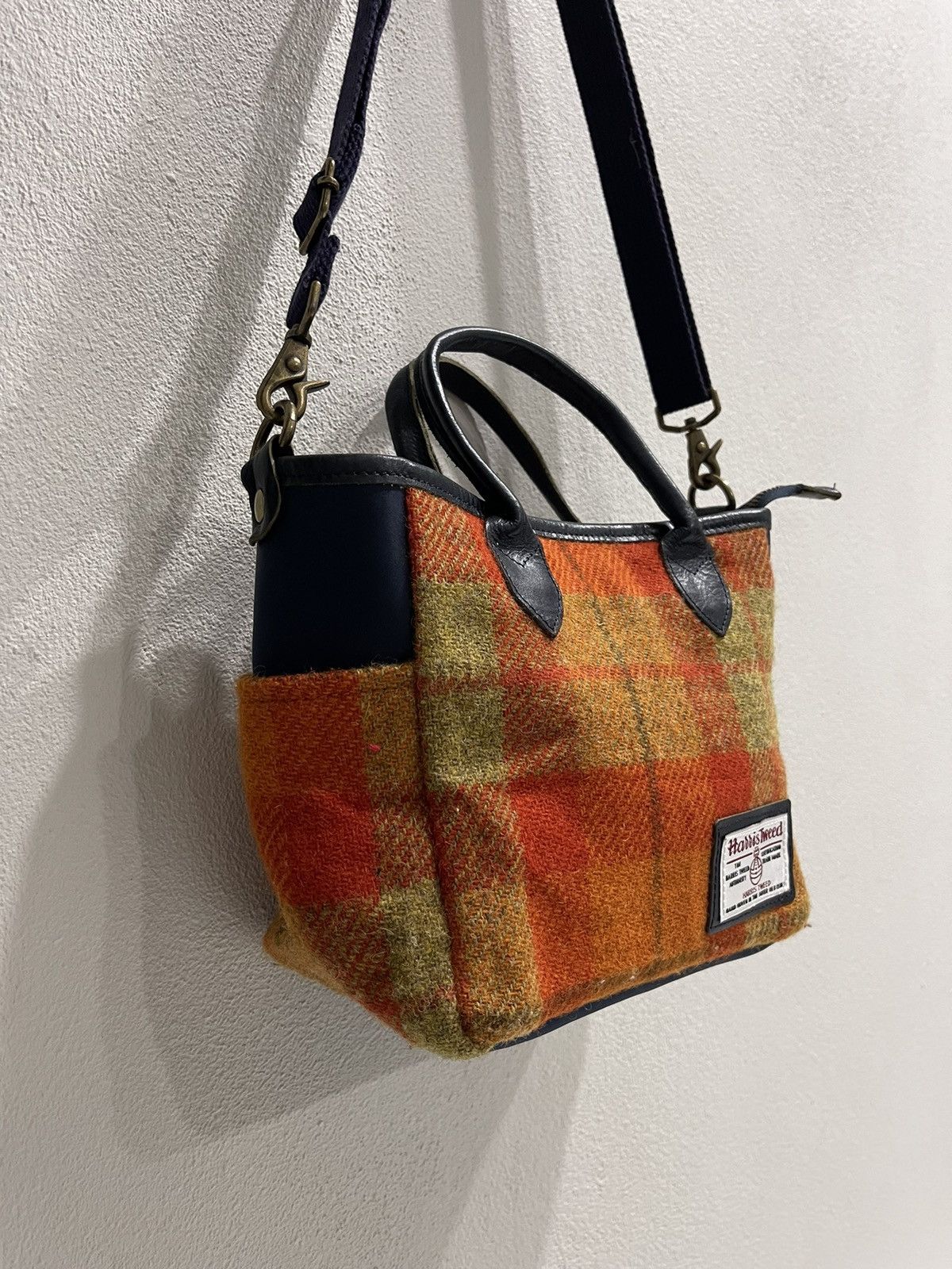 Harris Tweed Vintage Harris Tweed X BPQC 2 Way Orange Plaid Wool Bag Size ONE SIZE - 2 Thumbnail