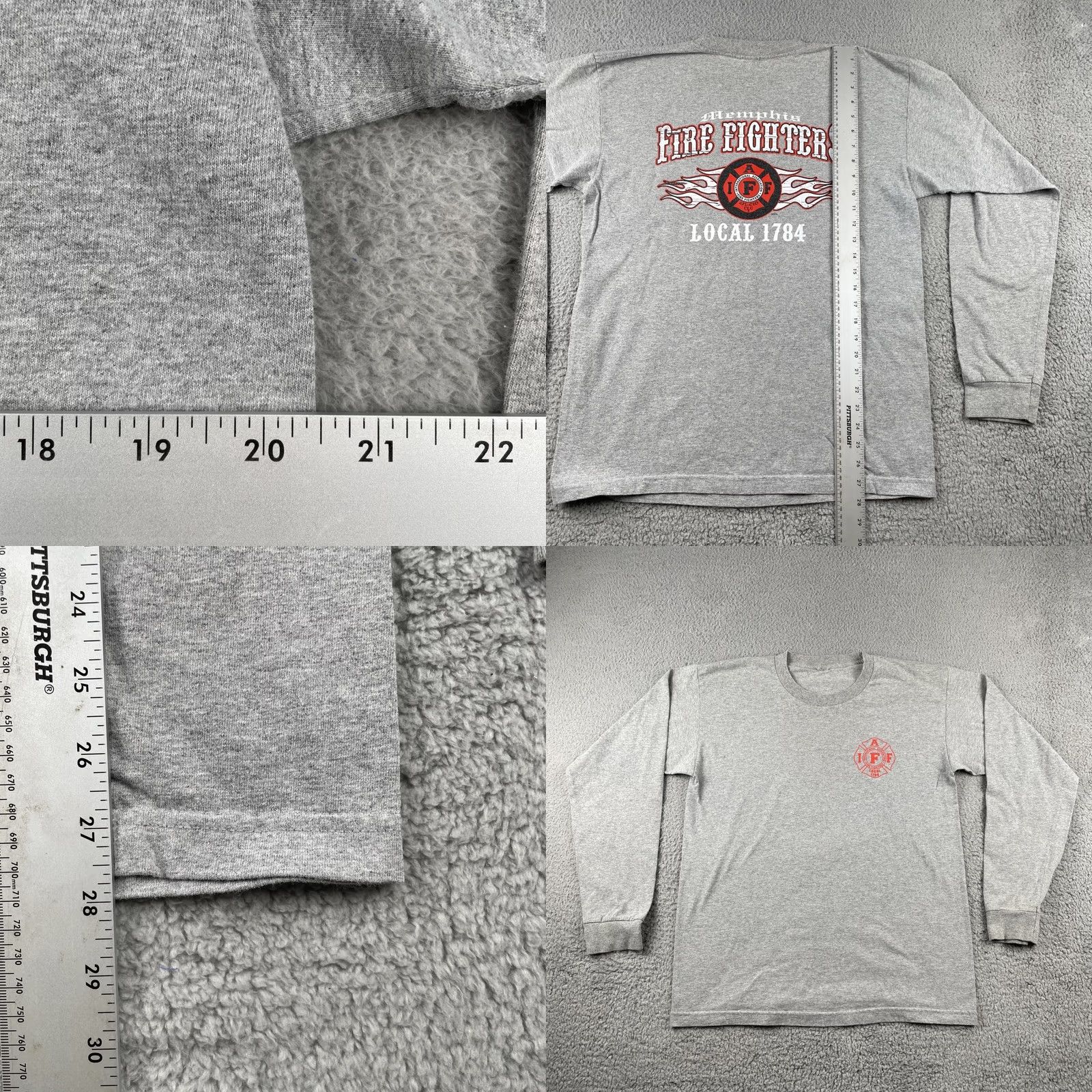 Vintage Vtg XL Memphis Tennessee Fire Fighters Local 1784 IAF Gray XL Long Sleeve Shirt Size US XL / EU 56 / 4 - 8 Thumbnail