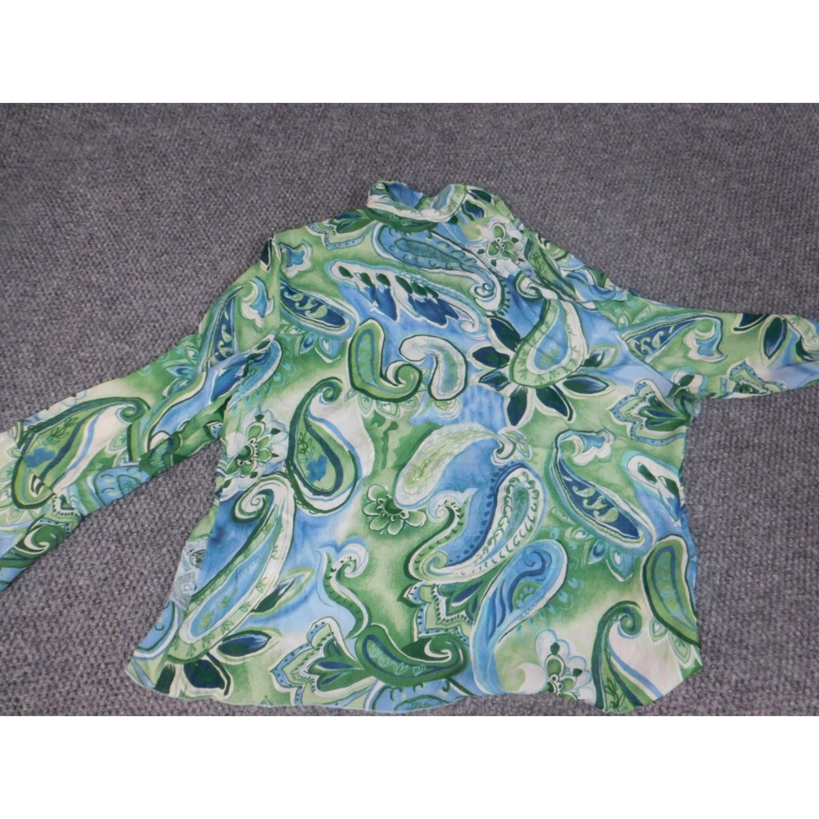 Vintage Allison Taylor Womens Top L Green Floral Pullover Size L / US 10 / IT 46 - 7 Thumbnail