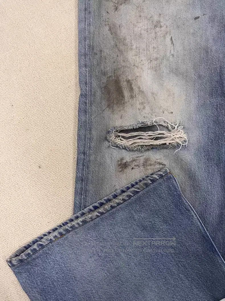 Acne Studios Acne Studios 2021M Blue Indigo-Dyed Ripped Flare Jeans Size US 30 / EU 46 - 3 Thumbnail