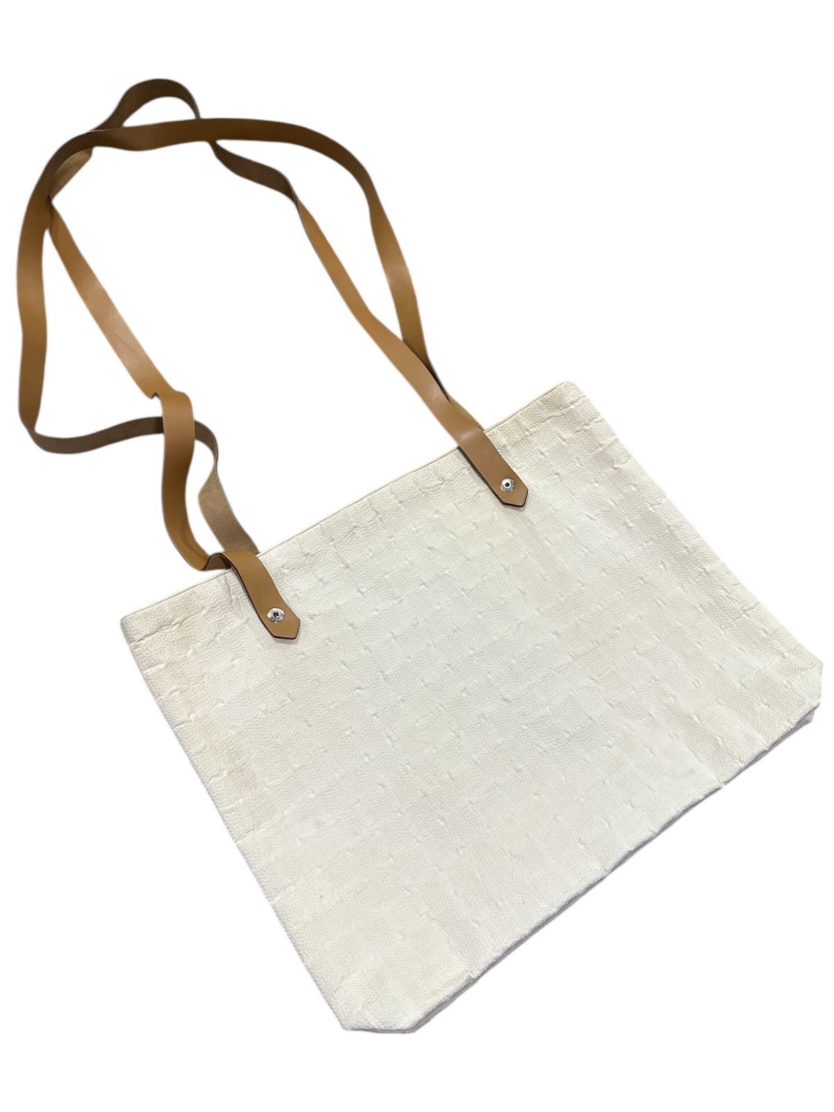 Hermes Hermès Ahmedabad white cotton with tan leather Size ONE SIZE - 2 Thumbnail