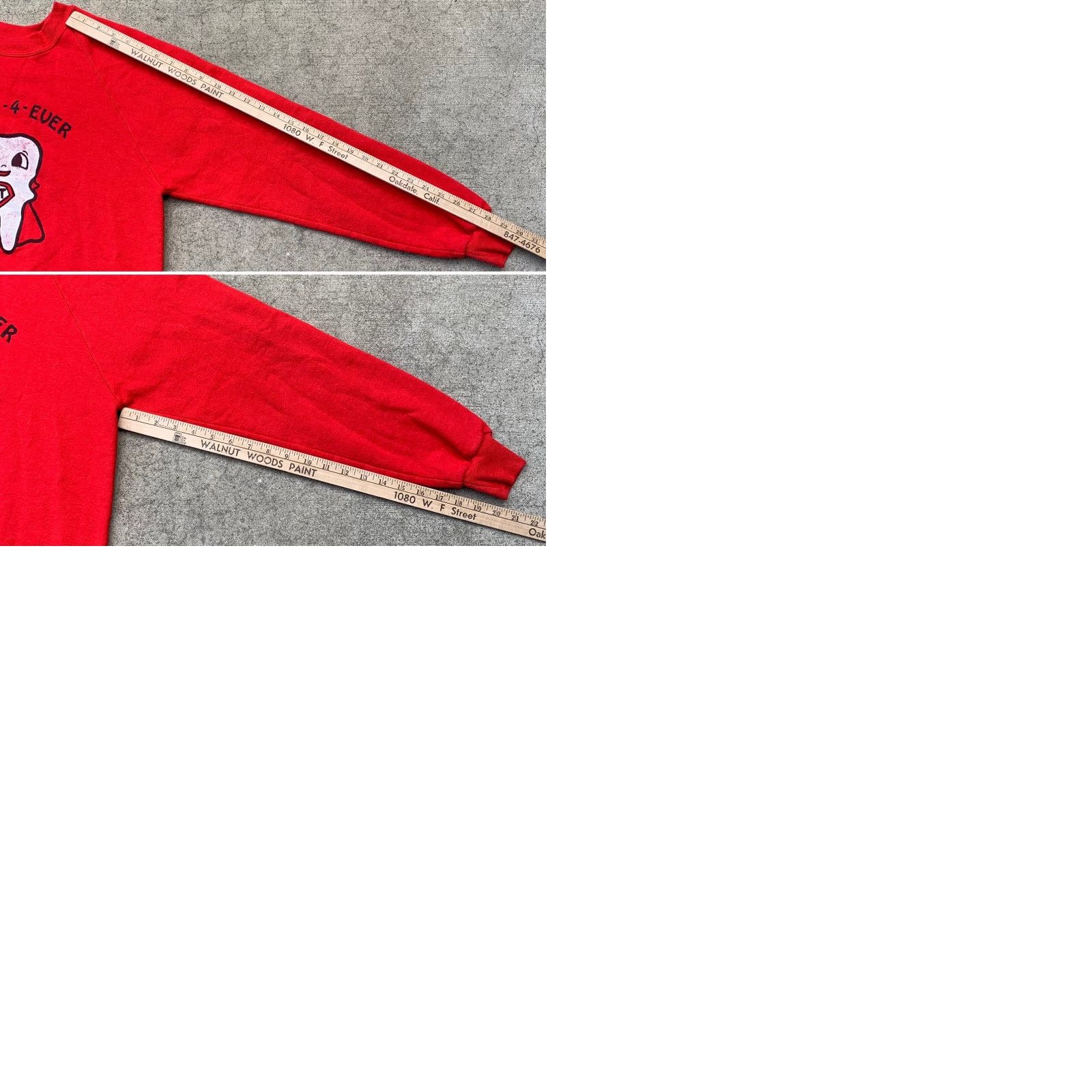Jerzees VINTAGE Jerzees BY Russell ST Super Tooth Raglan Sweatshirt Men L Red 1980s 80s Teeth-4-Ever Graphic Print Pullover Crew Neck Long Sleeve Sweatshirt Size US L / EU 52-54 / 3 - 9 Thumbnail