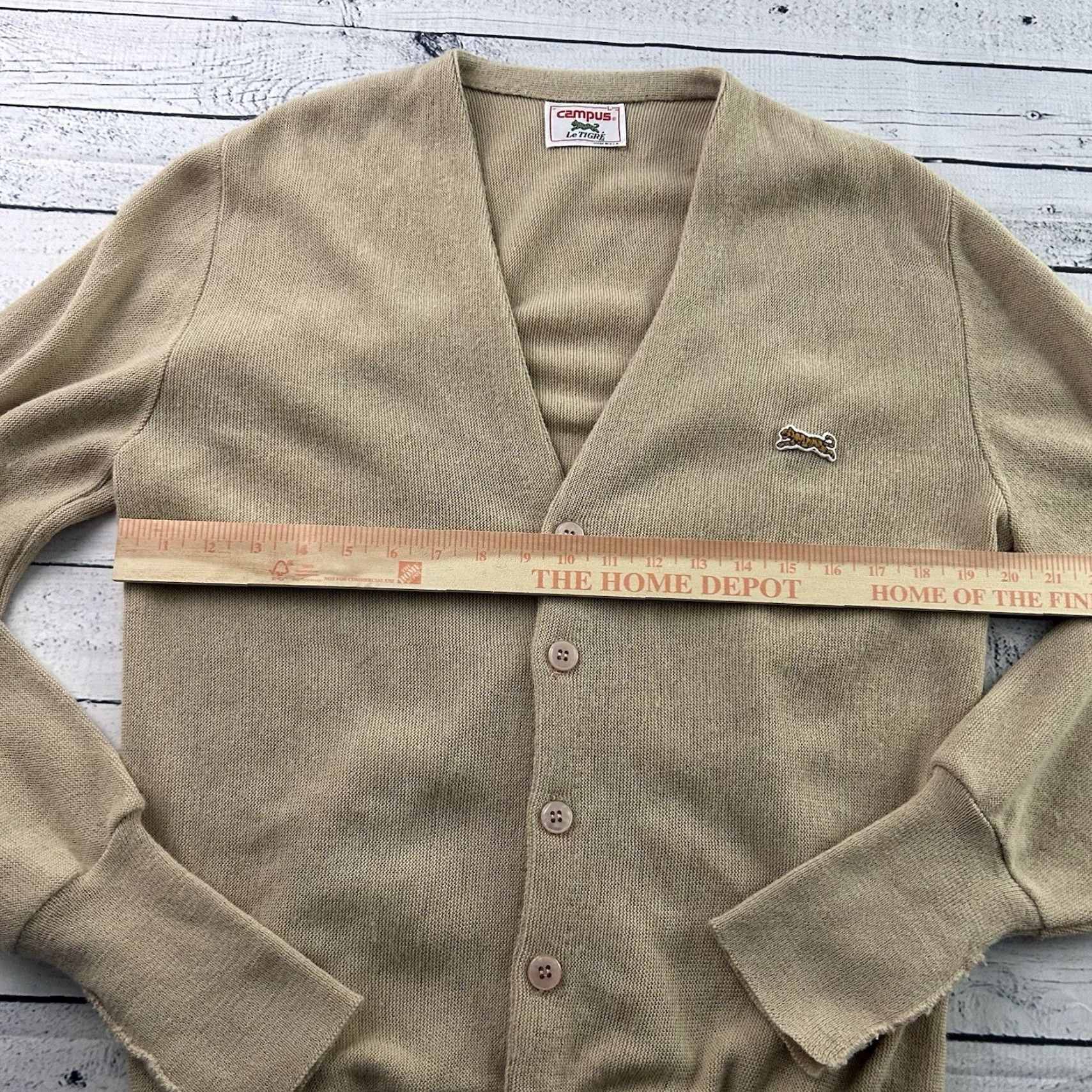 Vintage VINTAGE Le Tigre Campus Mr Rogers Cardigan Sweater Men's XL Tan USA Acrylic Button Front Size US XL / EU 56 / 4 - 5 Thumbnail