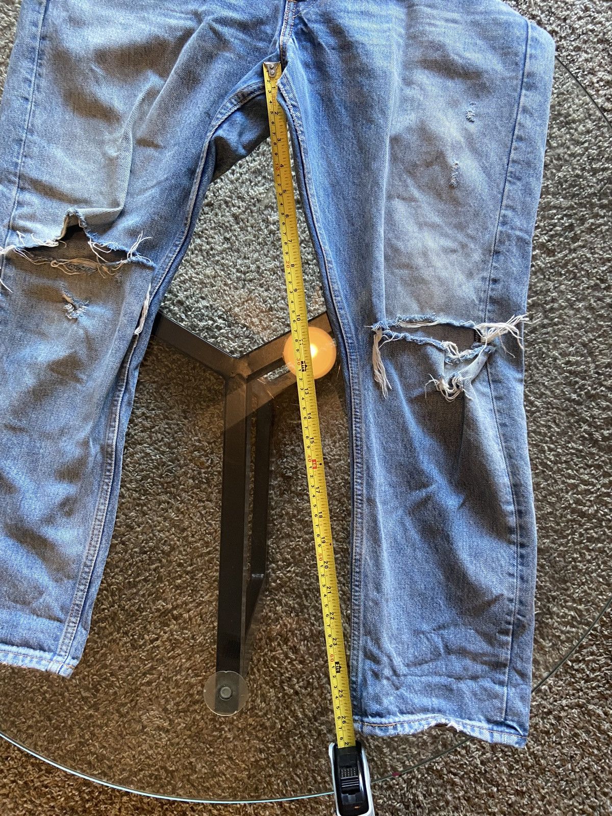 Levi's Vintage Levis 505 Orange Tab Torn Knee Jeans Size US 32 / EU 48 - 3 Thumbnail
