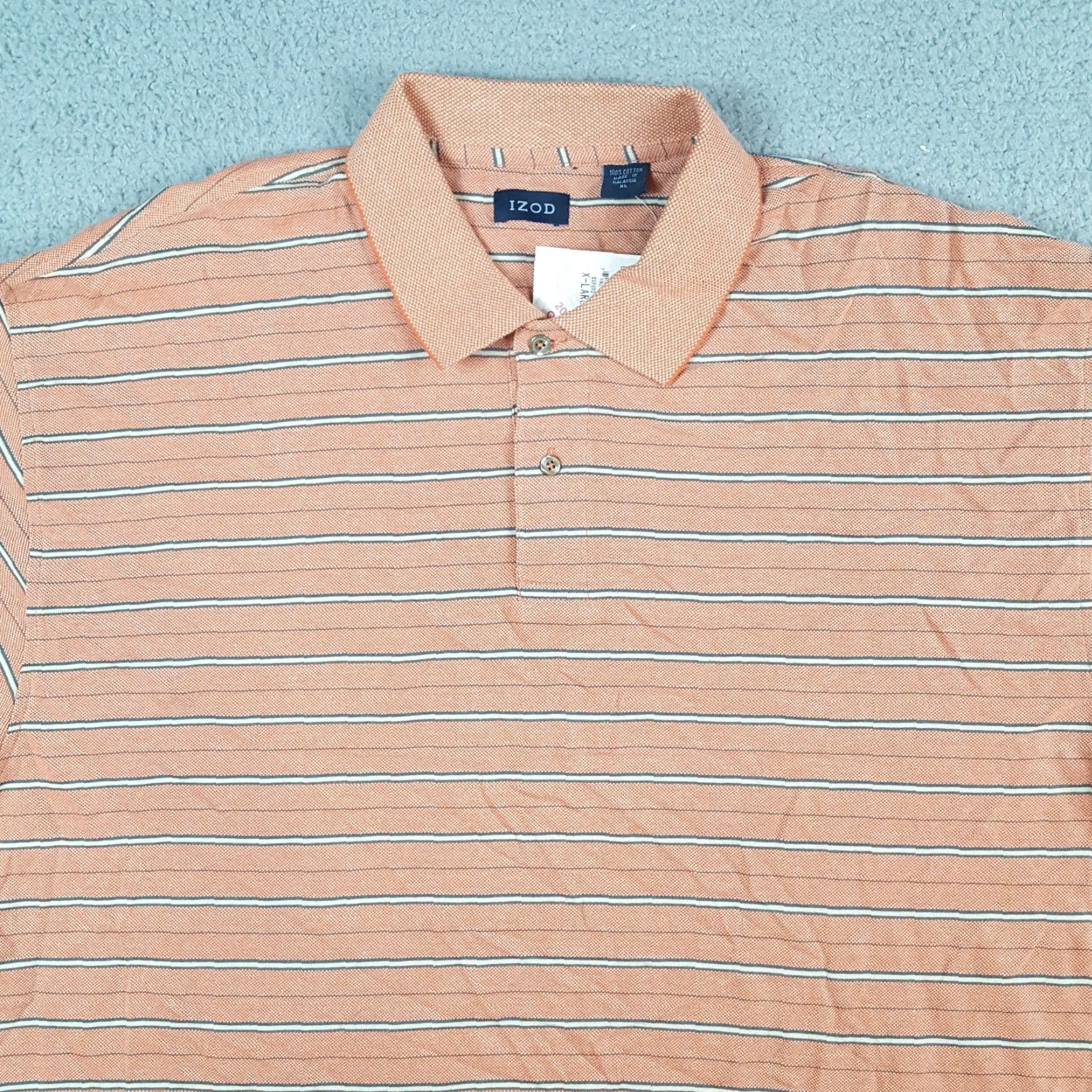 Izod VINTAGE IZOD Polo Shirt Men's XL Orange Striped Preppy Button Collar Shirt Size US XL / EU 56 / 4 - 2 Thumbnail