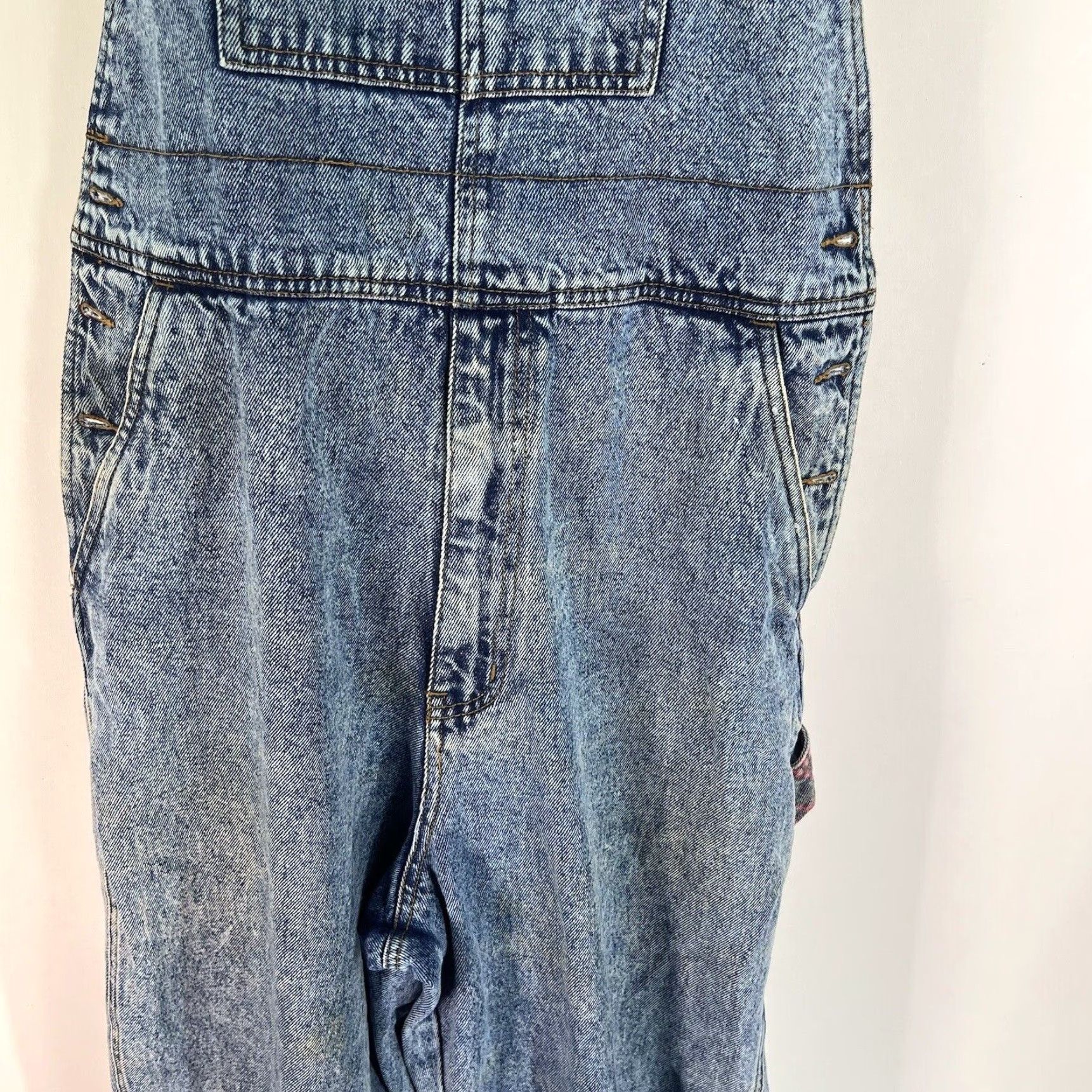 Denime VINTAGE Zeppelin Baggy Denim Bibs Women's M 28in Waist 27in Inseam Blue Distressed Jeans Size ONE SIZE - 3 Thumbnail
