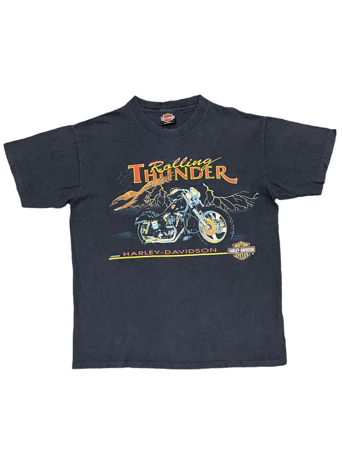 Harley Davidson × MOTO × Vintage VTG 90s Harley Davidson Rolling Thunder  Single Stitch Tee | Grailed