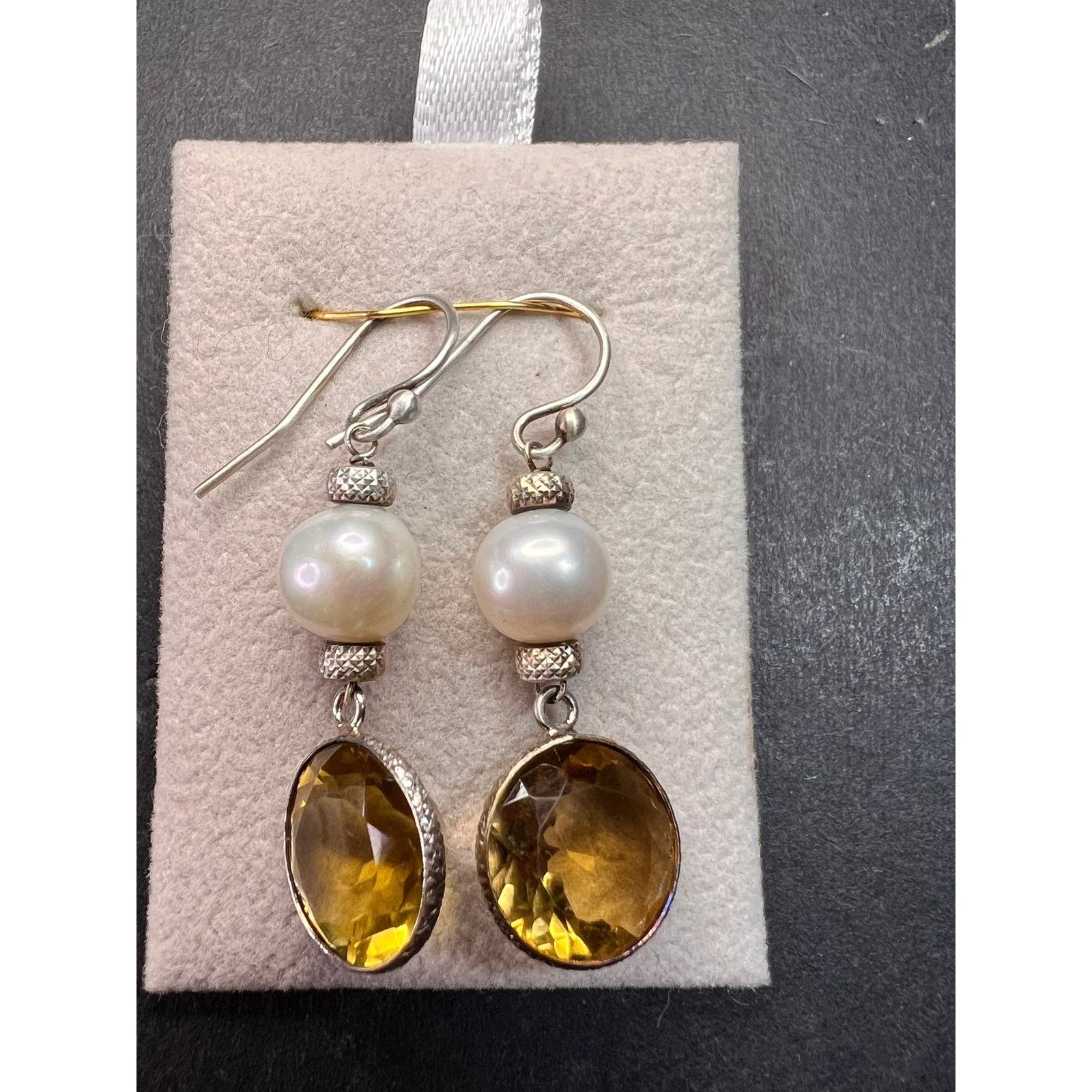 Other Citrine and pearl sterling silver dangle earrings Size ONE SIZE - 16 Thumbnail