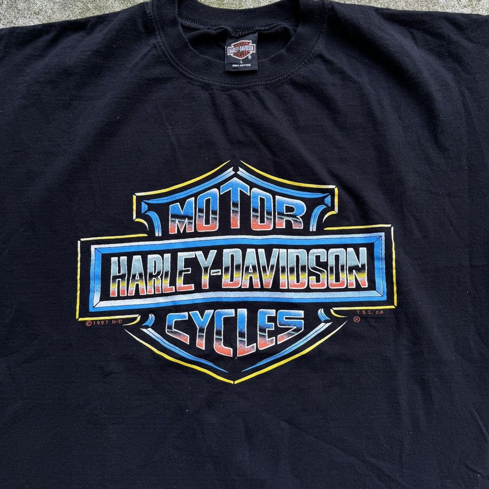 Harley Davidson Harley Oversized Chrome Big Logo Shirt ERD Grunge Biker WCC Size US L / EU 52-54 / 3 - 3 Thumbnail