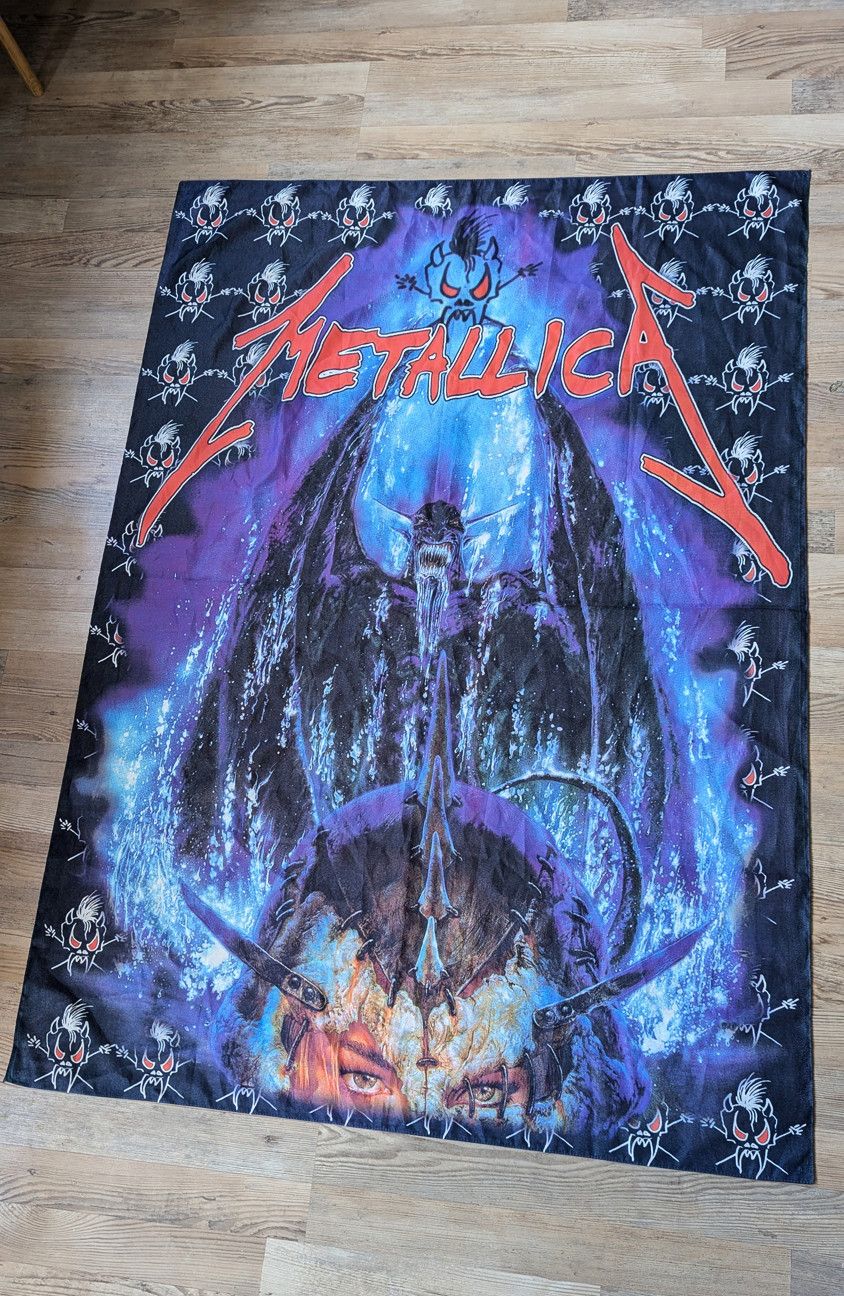 Band Tees Metallica Rare 90s Vintage Flag Wall Banner Textile Poster Size ONE SIZE - 1 Thumbnail