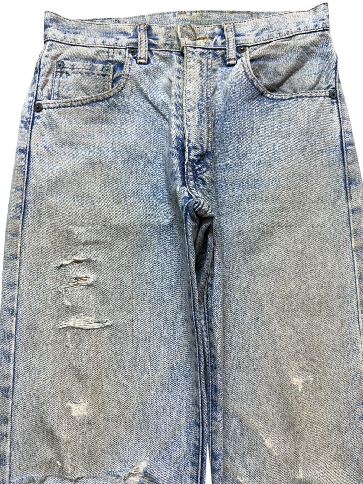 Levi's Vintage Clothing Vintage Levi’s 502 Selvedge Big E Faded Ripped Denim Size US 27 - 2 Thumbnail