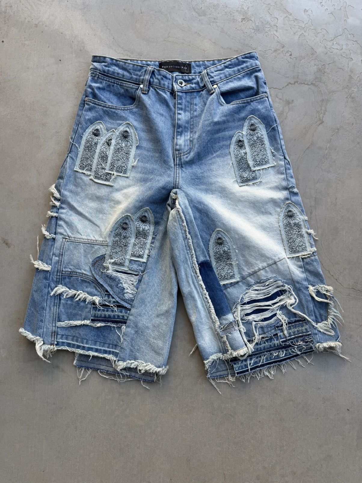 Who Decides War Who Decides War Patched Arch Blowout Denim Shorts Size 32 Size US 32 / EU 48 - 1 Thumbnail