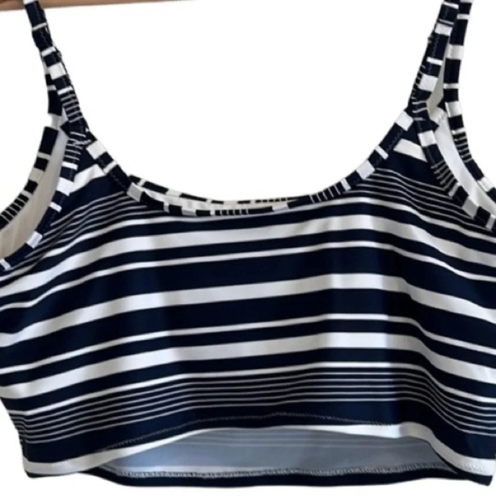The Unbranded Brand Aerie longline bikini top in white and blue stripes, size M Size ONE SIZE - 2 Thumbnail