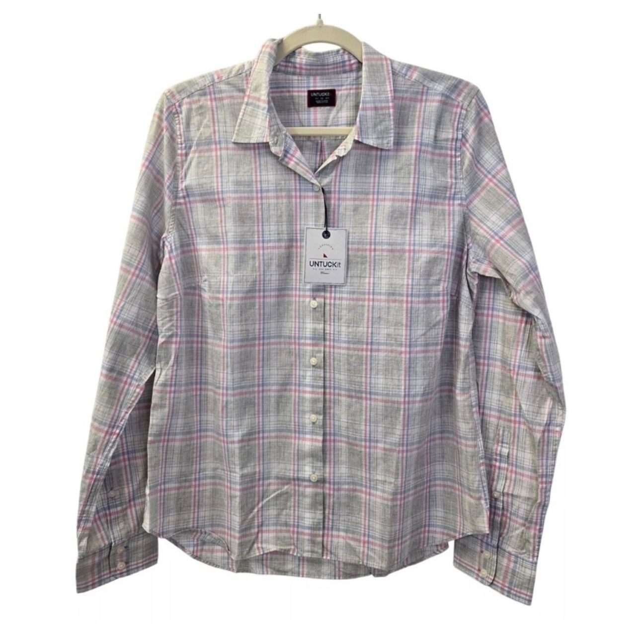 UNTUCKit UNTUCKIT Chasseles Plaid Shirt Cotton Gray Pink Size 10 Size S / US 4 / IT 40 - 2 Thumbnail