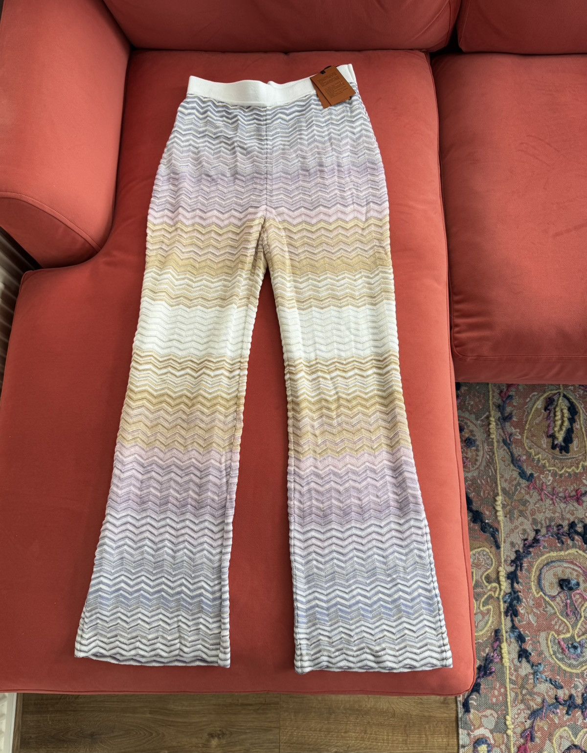 Missoni Missoni NEW zigzag knit pants, purple/beige, size L int Size 30" / US 8 / IT 44 - 2 Thumbnail