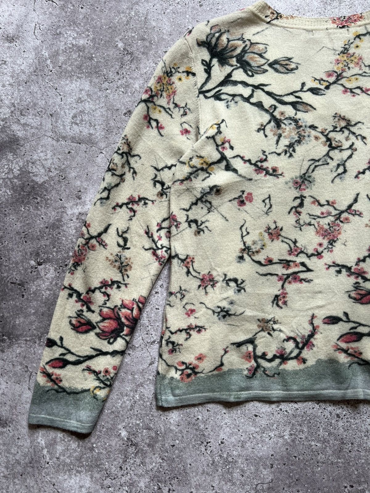 Designer Ivko Wool Sweater Flowers Print Size XL / US 12-14 / IT 48-50 - 11 Thumbnail