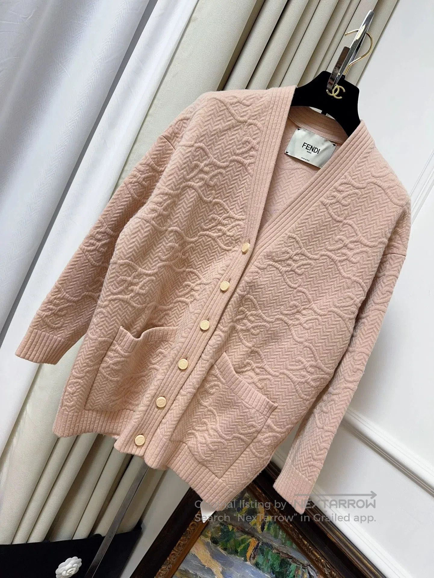 Fendi Fendi Embroidered Logo Pink Cardigan Sweater. Size US M / EU 48-50 / 2 - 1 Thumbnail