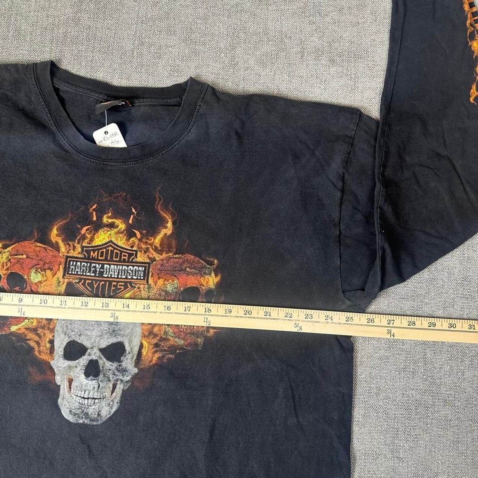 Harley Davidson Harley Davidson Flames Skull long sleeve T-shirt Size US XXL / EU 58 / 5 - 5 Thumbnail