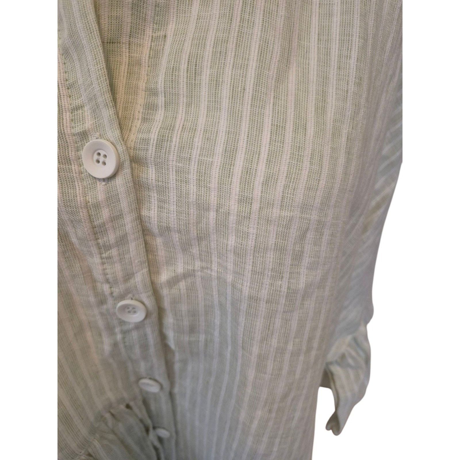 Other Aurelia Aqua Greek Boho Ruffle Linen Shirt Swing Dress Green Size ONE SIZE - 2 Thumbnail