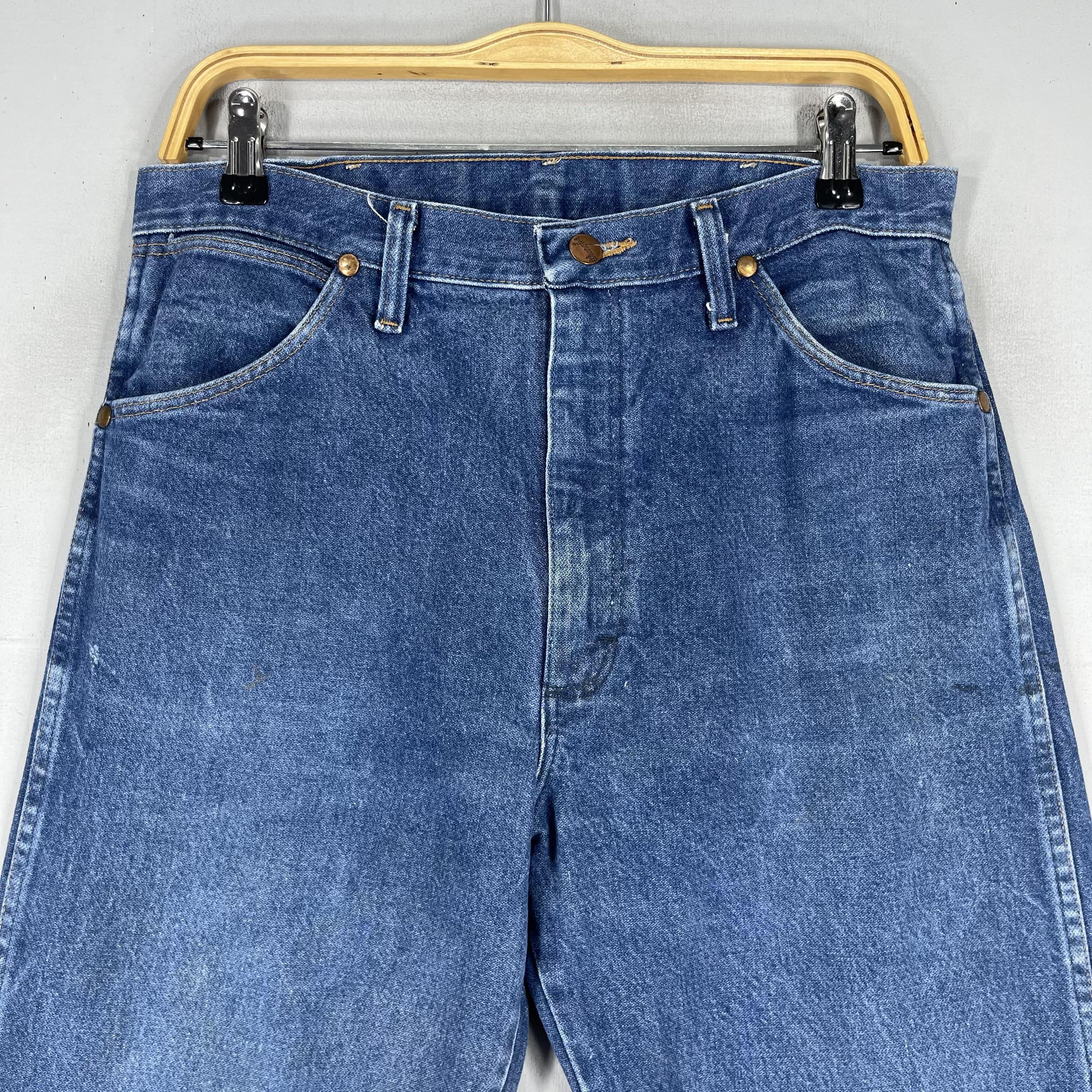 Vintage × Wrangler W31 L38 Vintage Wrangler Distressed Dirty Dark Wash Jeans Size US 31 - 2 Thumbnail
