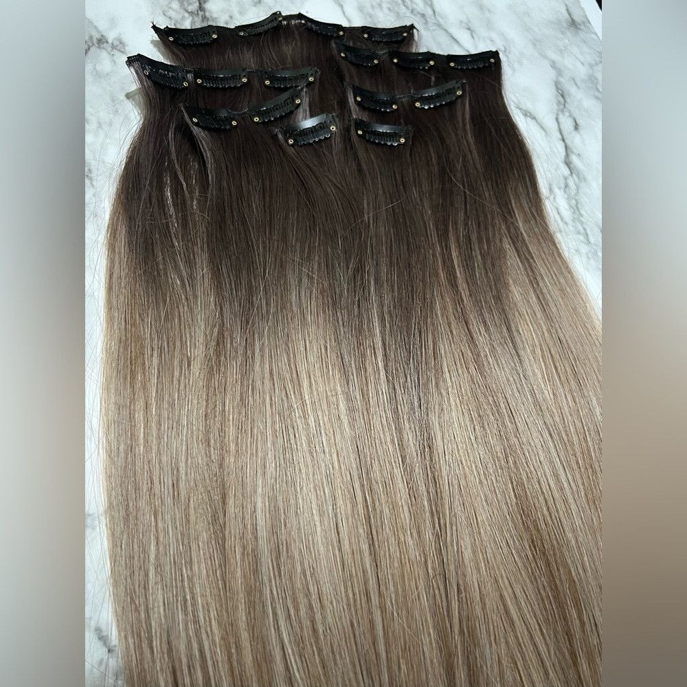 Other 24 Inch Ombre Clip in Hair Extensions Brown to Light Blond Size ONE SIZE - 6 Thumbnail
