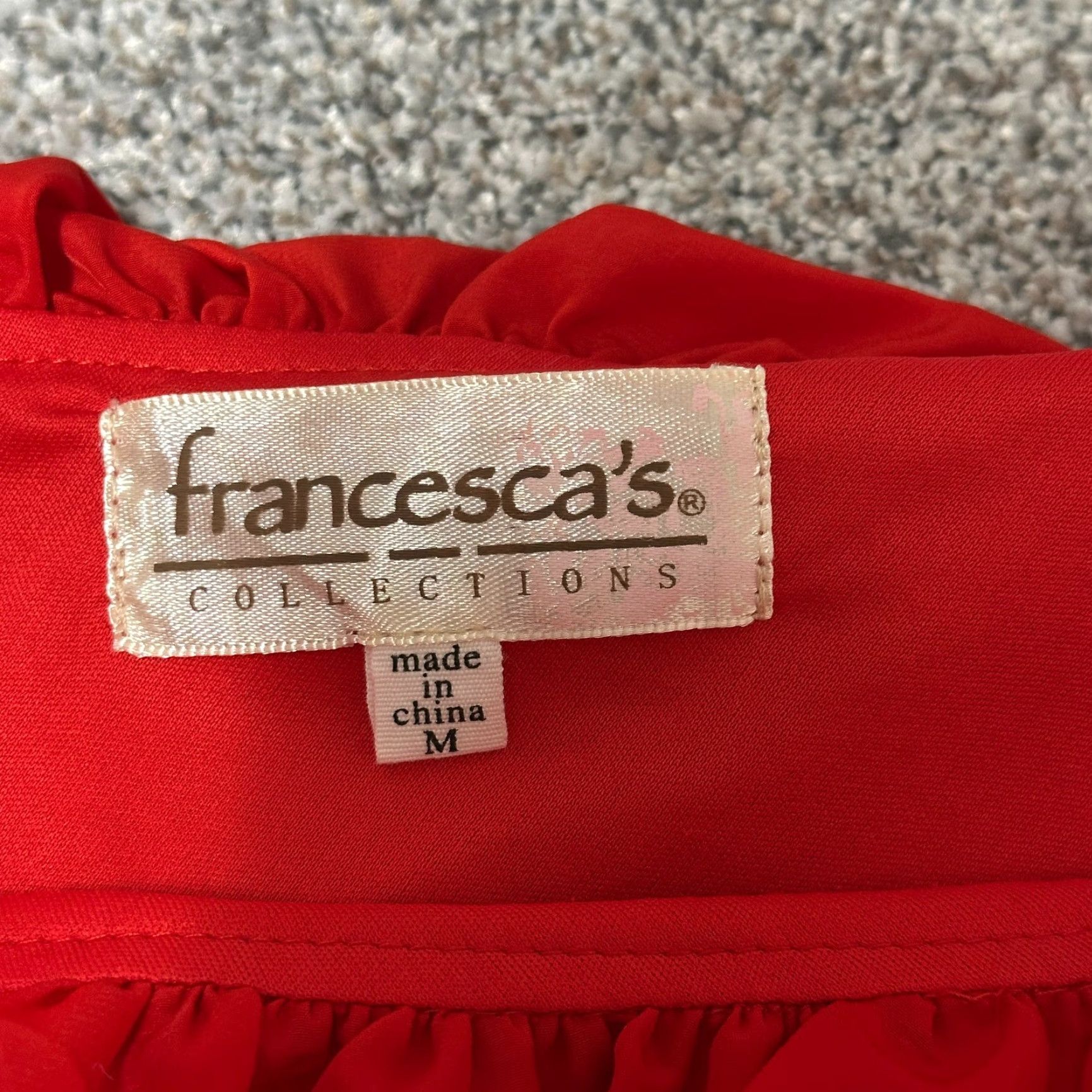 Vintage Francescas Dress One Shoulder Ruffle Satin A-Line Short Red Women Medium Party Holiday Christmas Sexy Womens Size M / US 6-8 / IT 42-44 - 3 Thumbnail