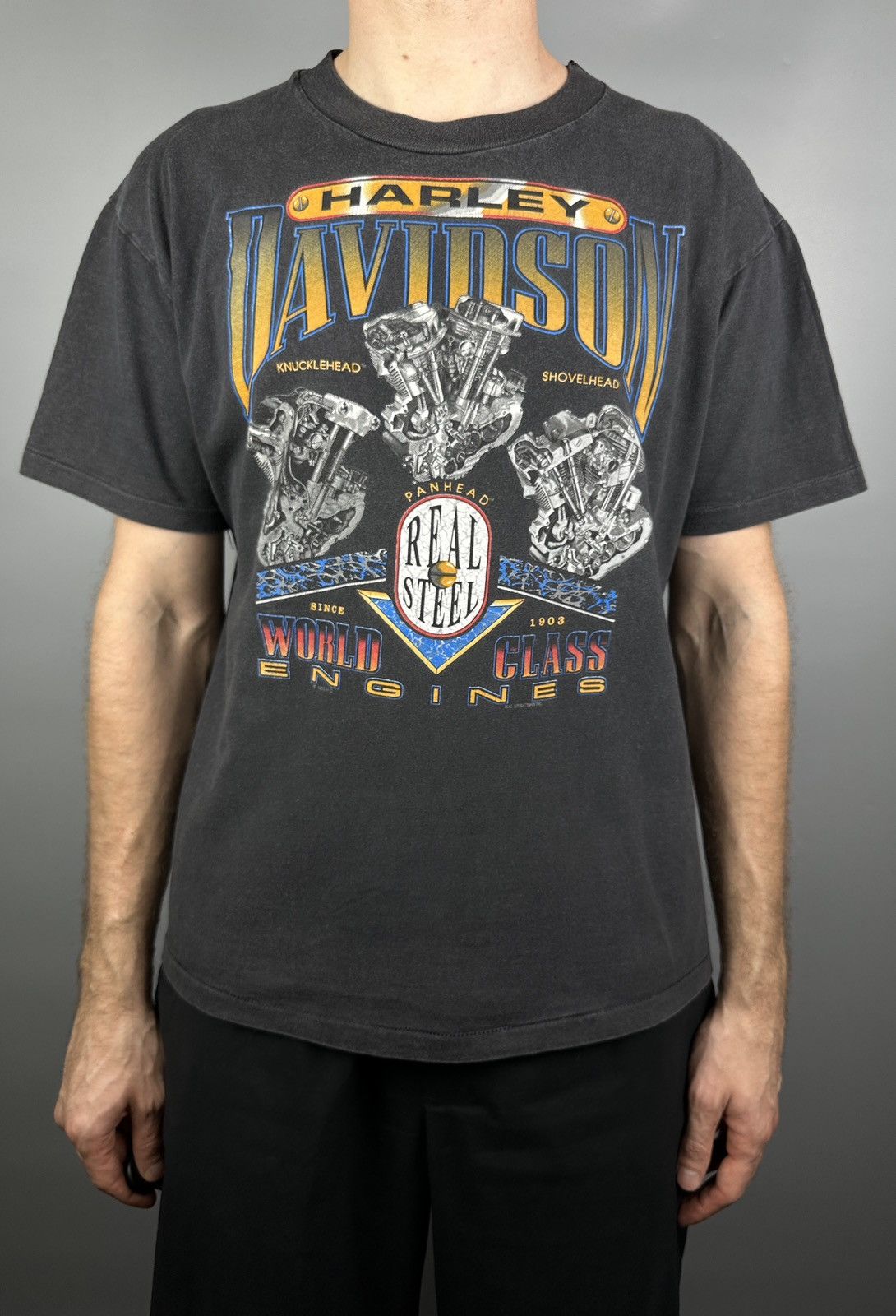 Harley Davidson Vintage Harley Davidson Real Steel USA Graphic TShirt Pig 3D Size US L / EU 52-54 / 3 - 3 Thumbnail