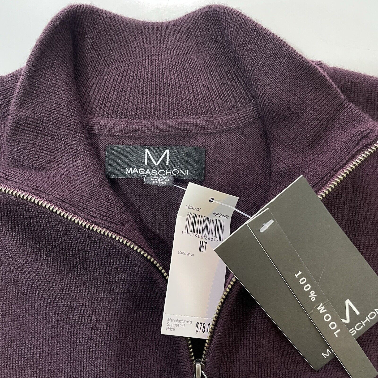 Magaschoni Magaschoni Men’s Merino Wool Crewneck Pullover Zip Sweater Size US M / EU 48-50 / 2 - 2 Thumbnail
