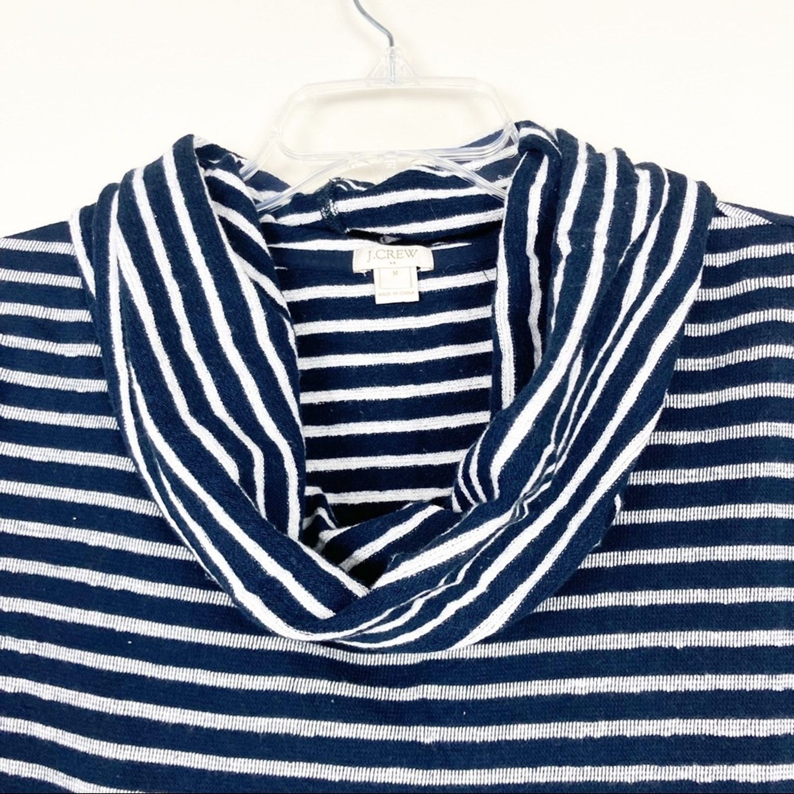 J.Crew J. Crew Navy White Striped Cowl Neck Sweater Sz M Size M / US 6-8 / IT 42-44 - 3 Thumbnail