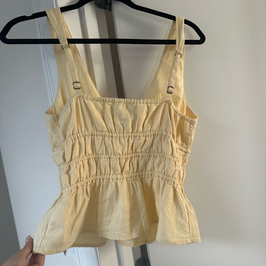 Hollister Linen-Blend Tie-Front Peplum Top Size S / US 4 / IT 40 - 5 Thumbnail
