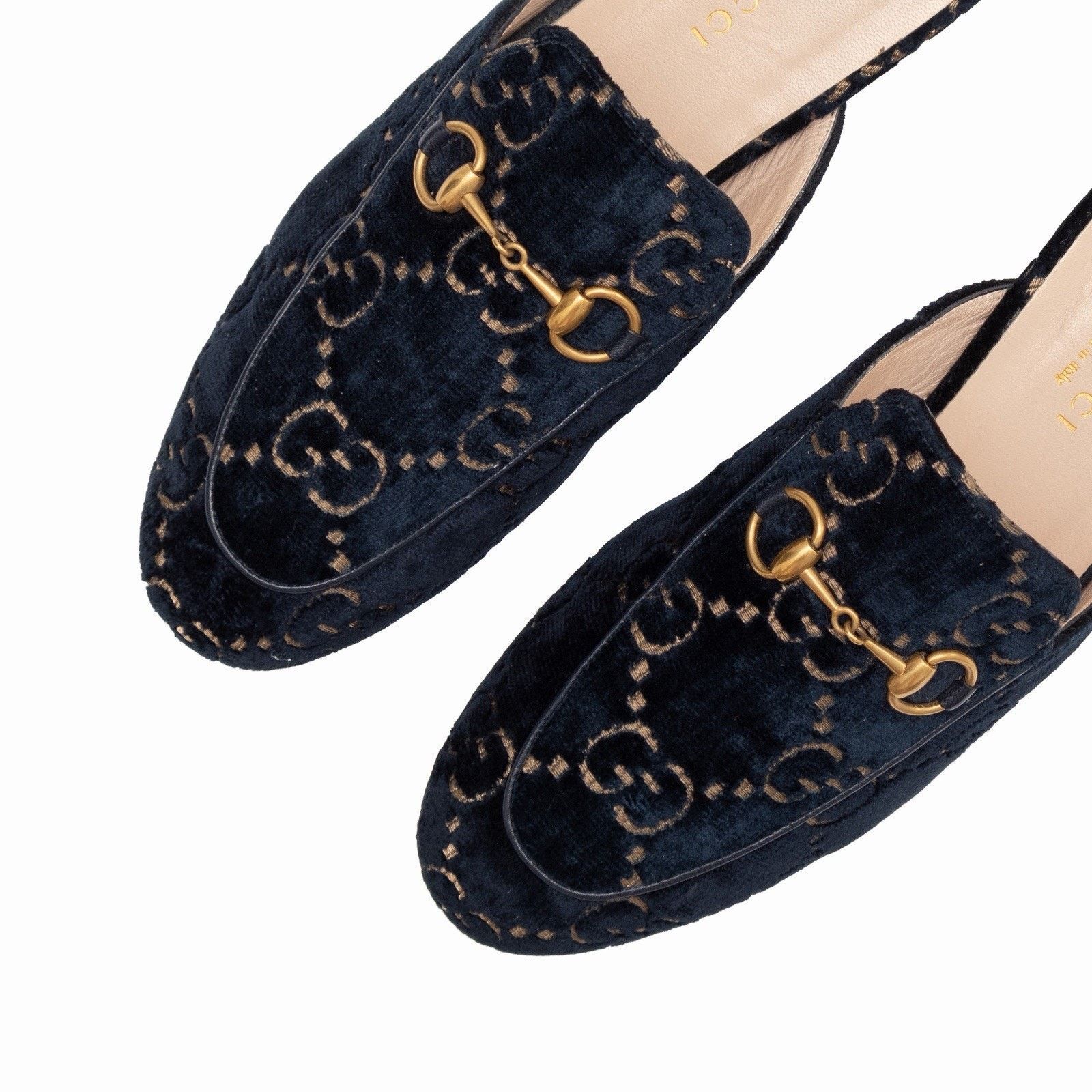 Gucci Gucci Princetown GG Monogram Blue Velvet Horsebit Mule Navy Size US 7 / IT 37 - 5 Thumbnail