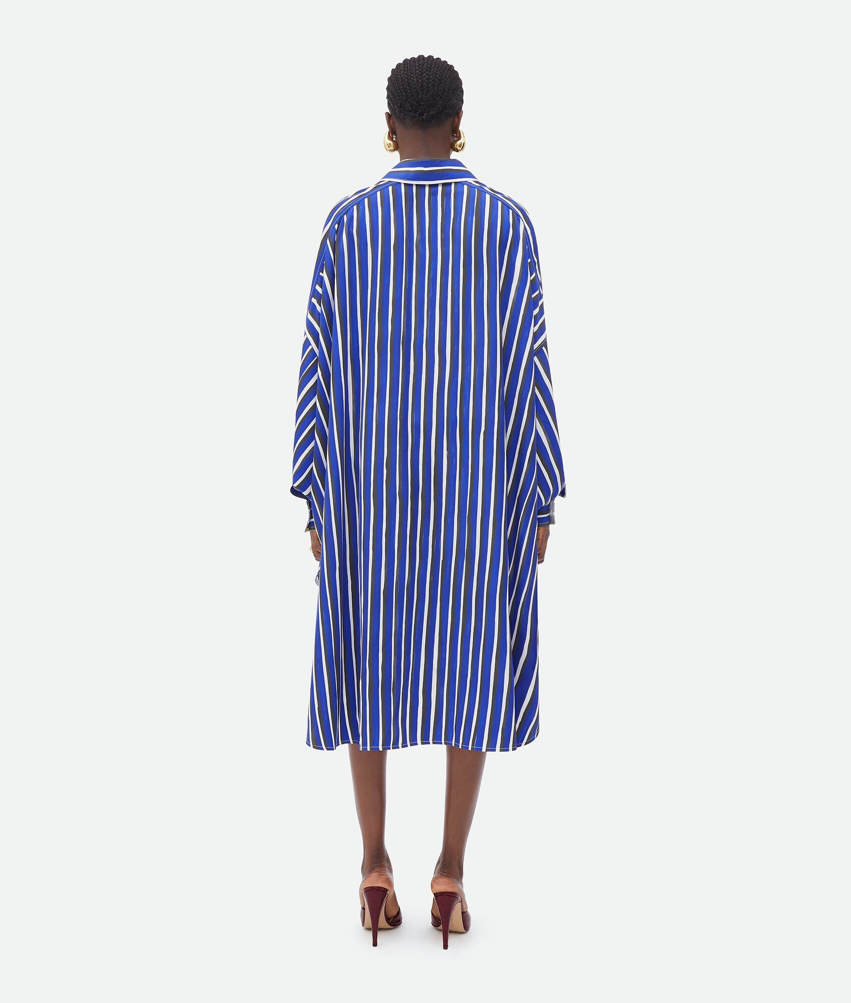 Bottega Veneta o1n1vont0325 Hand Drawn Stripe Print Twill Viscose Dress Size XS / US 0-2 / IT 36-38 - 3 Thumbnail