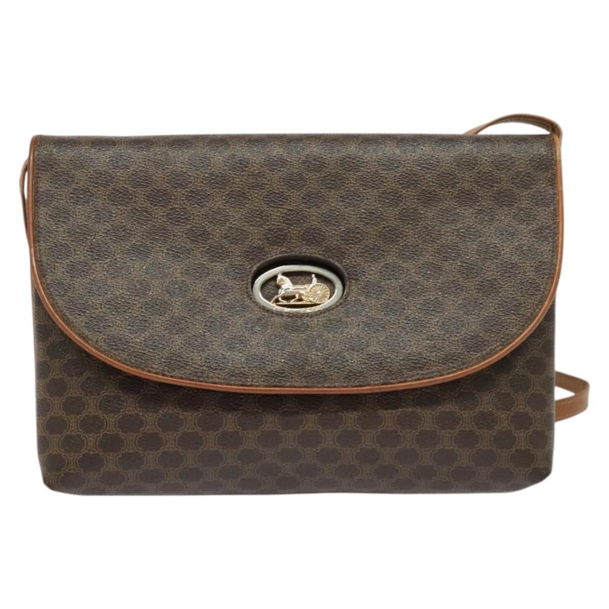 Celine CELINE Macadam Canvas Shoulder Bag Pvc Leather Brown Gold Size ONE SIZE - 2 Thumbnail