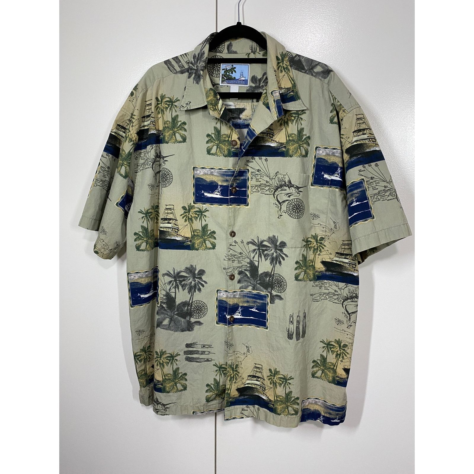 Other AFTCO Bluewater Hawaiian Nautical Cotton Camp Shirt 2XL Size US XXL / EU 58 / 5 - 5 Thumbnail